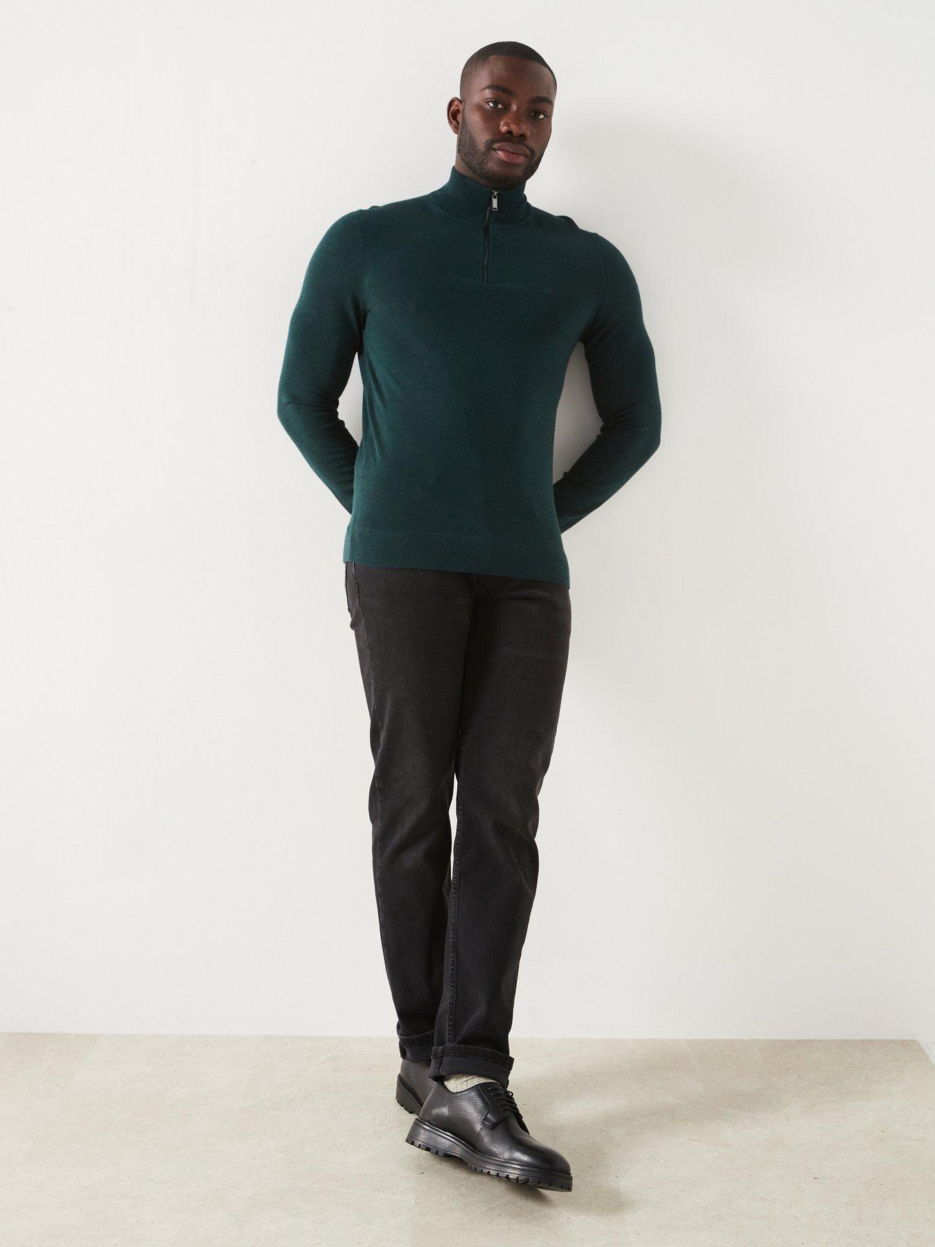 calvin-klein-calvin-klein-merino-quarter-zip-knitted-polo-shirt-dark-greenback