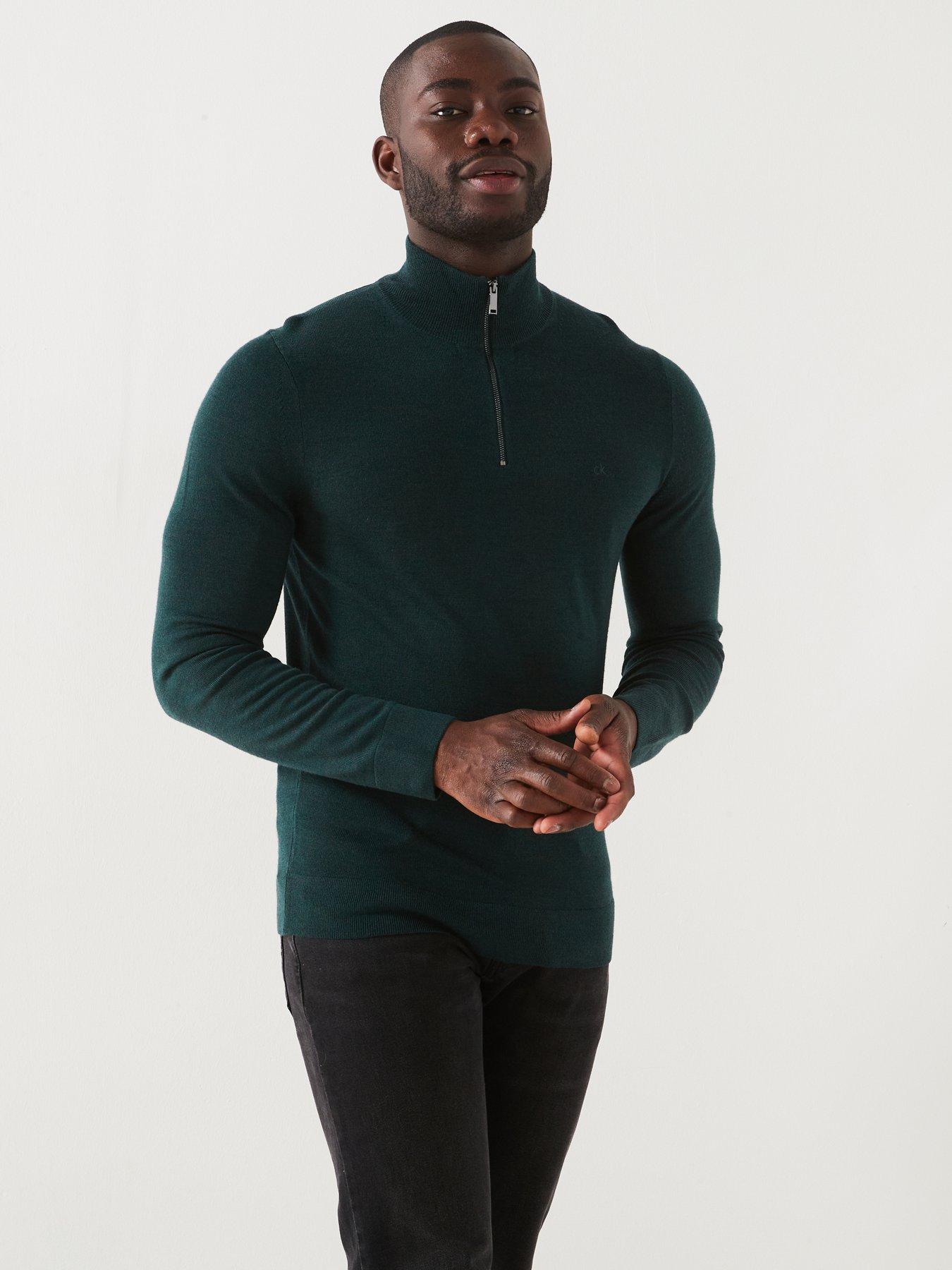 calvin-klein-calvin-klein-merino-quarter-zip-knitted-polo-shirt-dark-greenoutfit