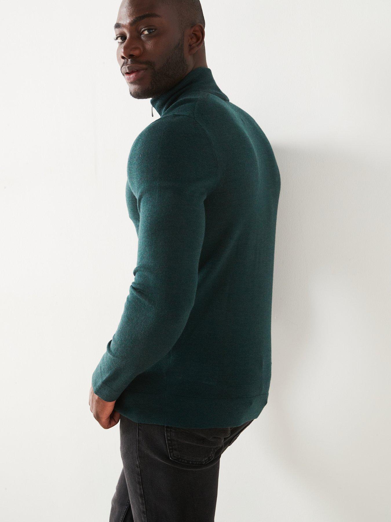 calvin-klein-calvin-klein-merino-quarter-zip-knitted-polo-shirt-dark-greendetail