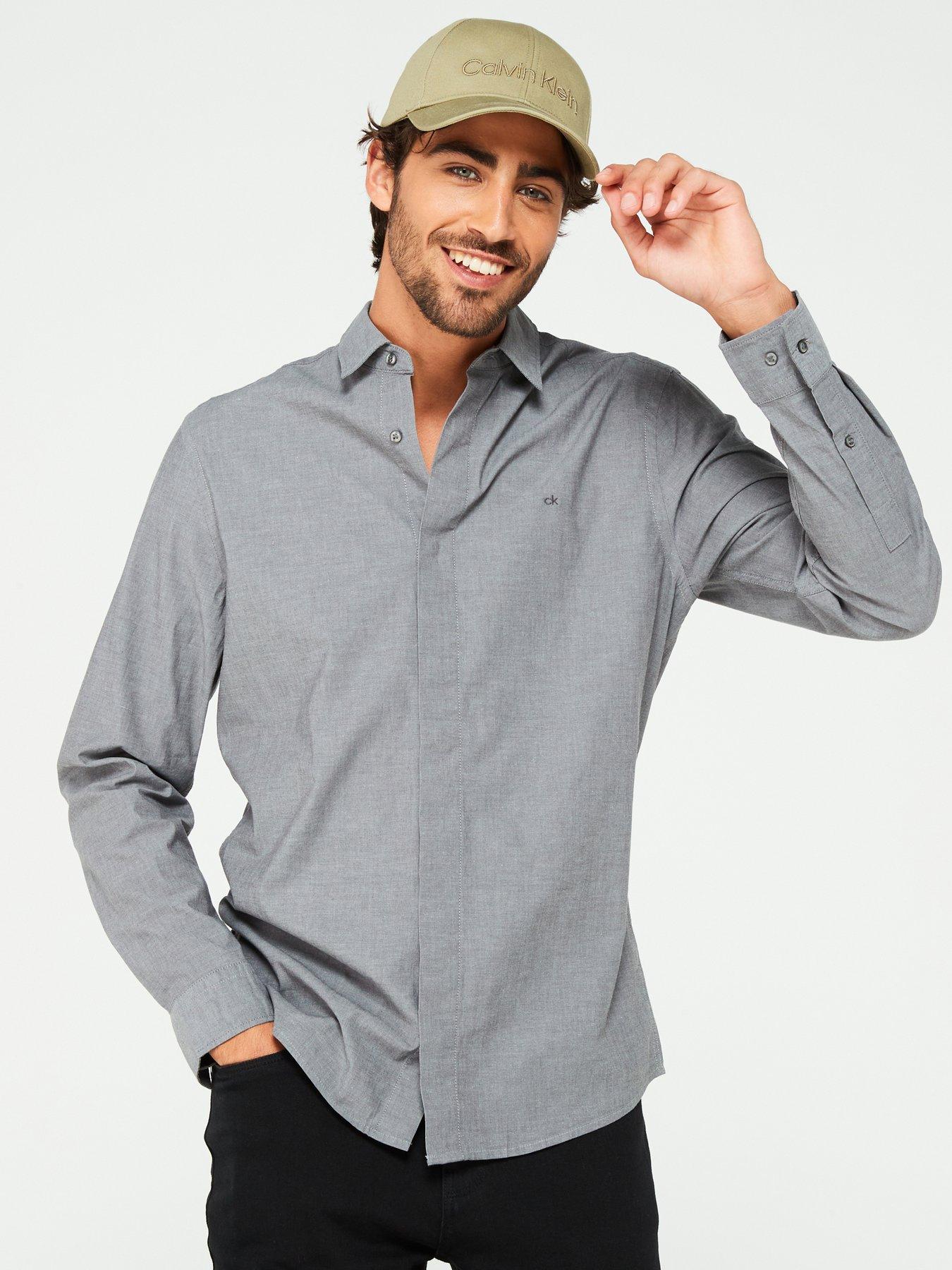 calvin-klein-calvin-klein-concealed-placket-long-sleeve-chambray-shirt-grey