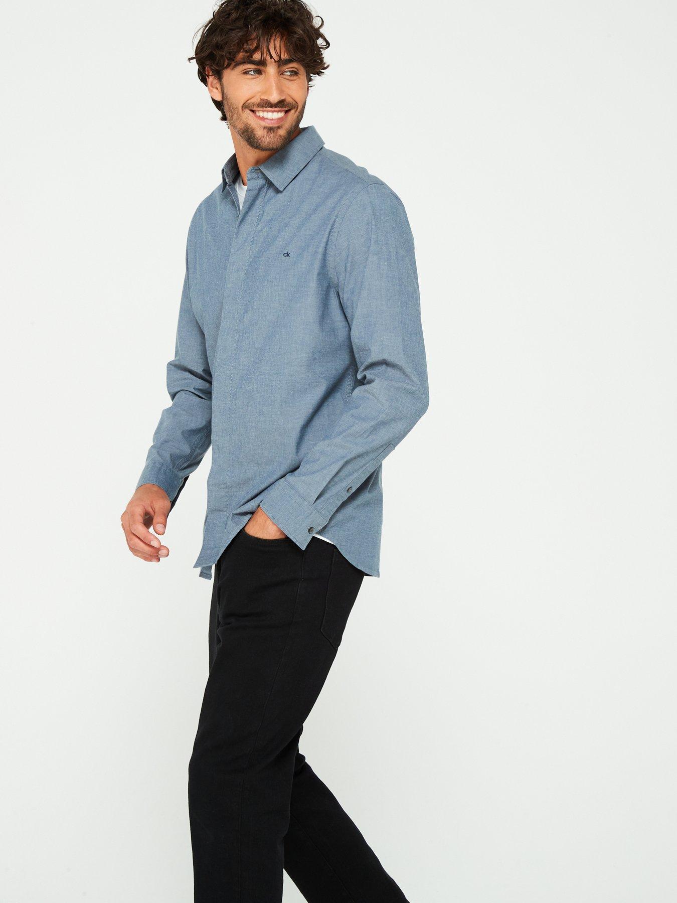 calvin-klein-calvin-klein-concealed-placket-long-sleeve-chambray-shirt-dark-blueoutfit