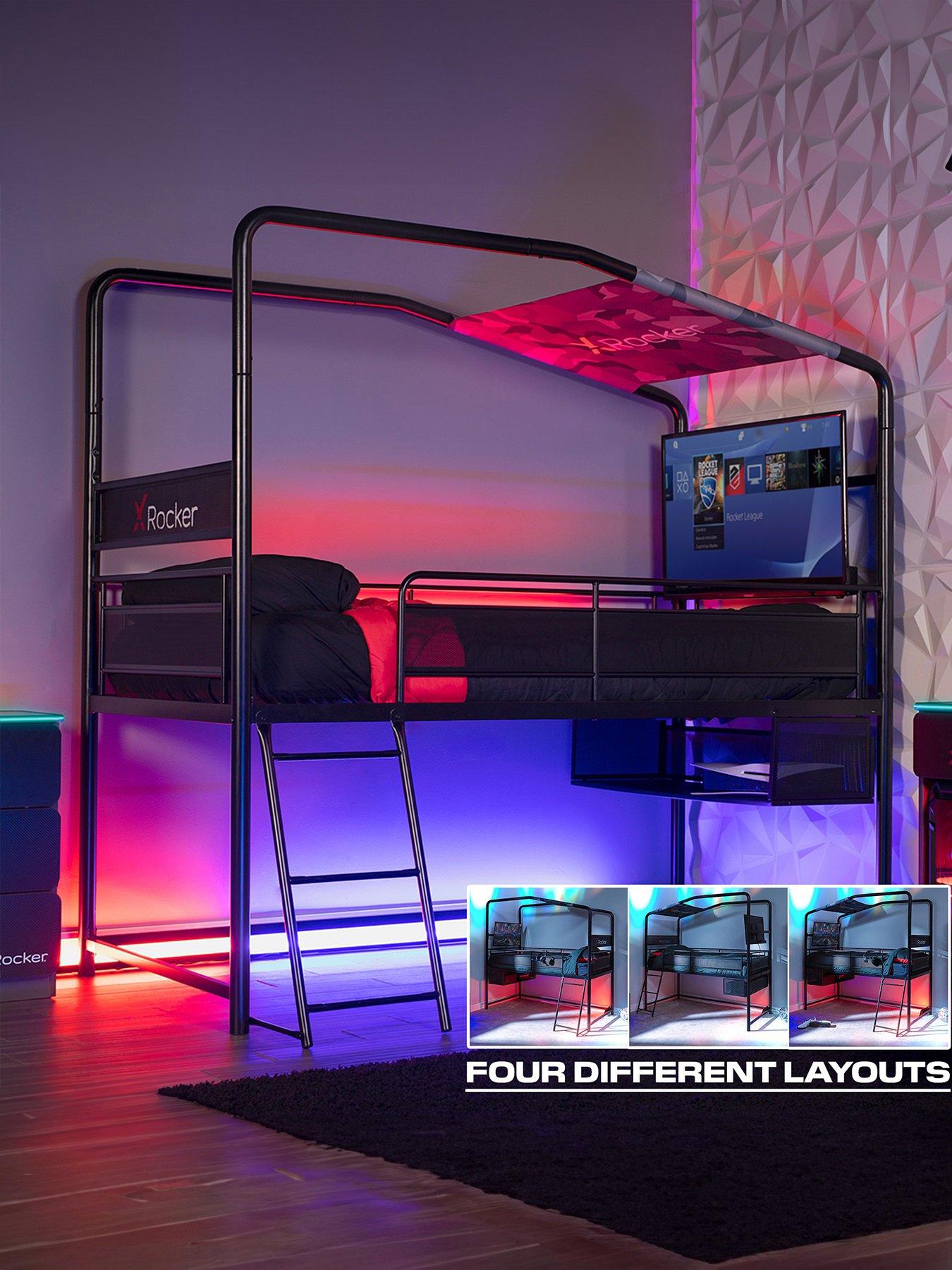 Image of X Rocker Contra Mid-sleeper Reversible Gaming Bunk Bed