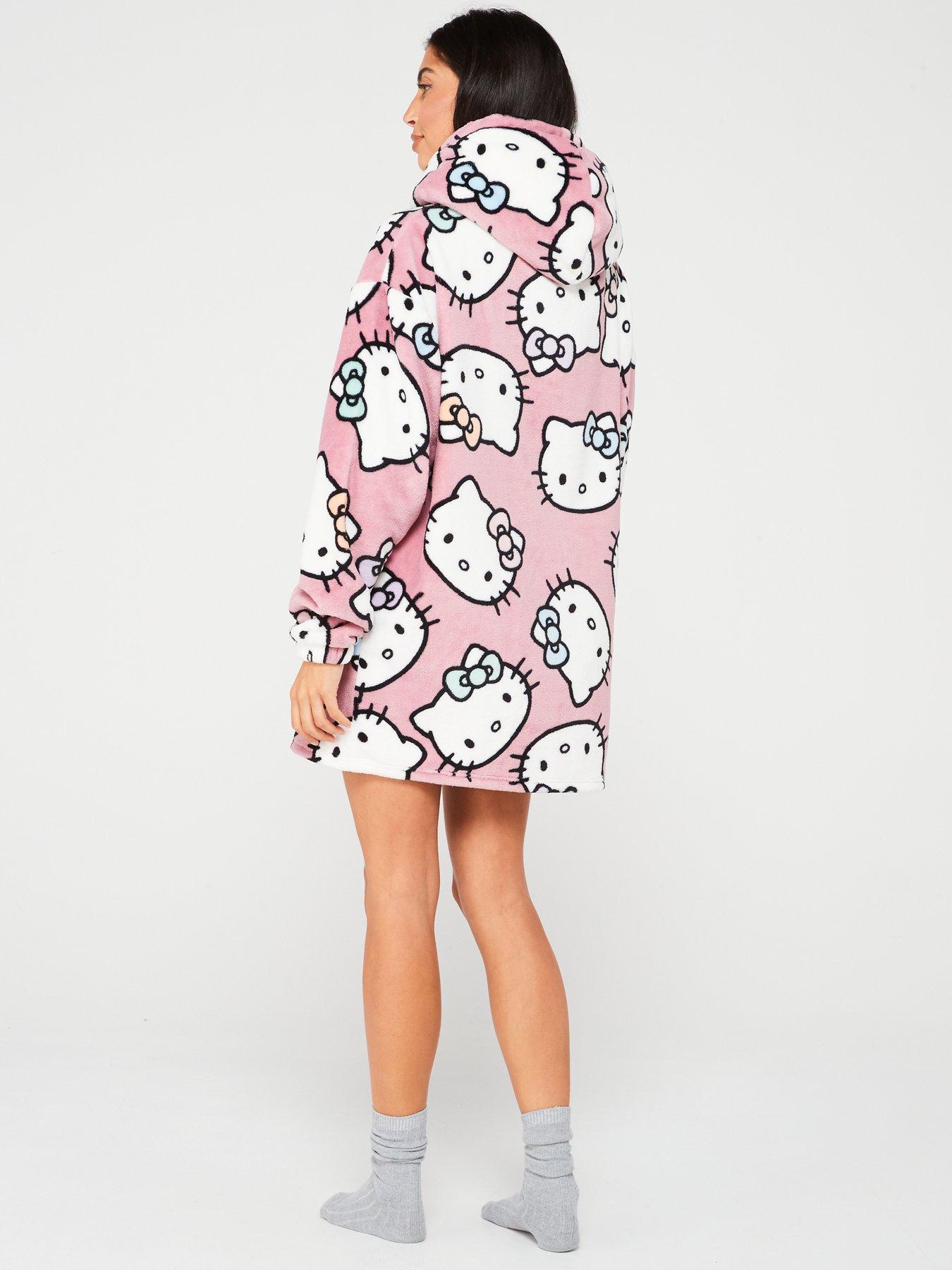 hello-kitty-ladies-hello-kitty-fleece-hooded-blanket-pinkstillFront