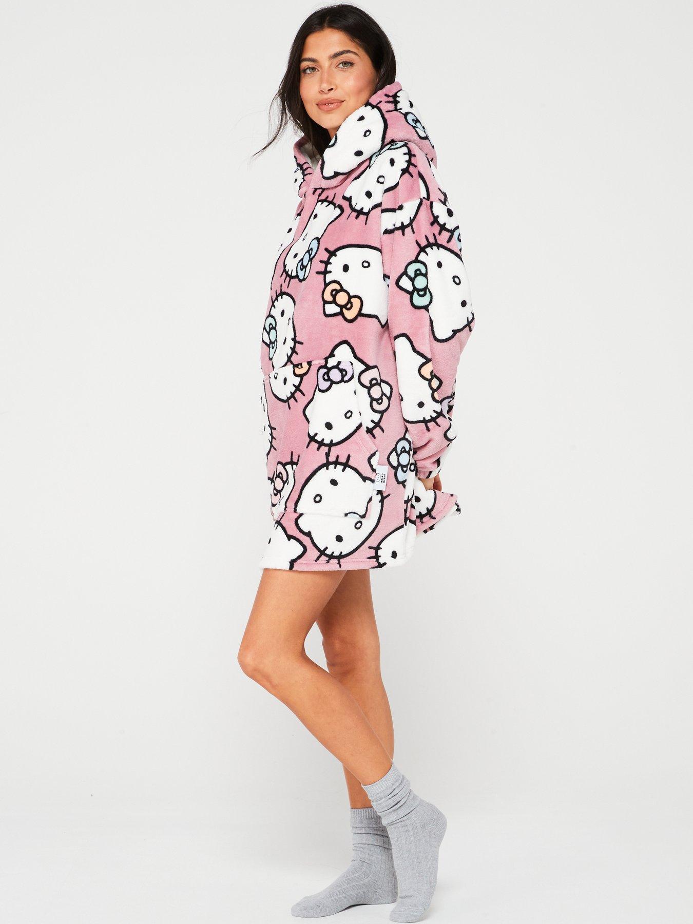 hello-kitty-ladies-hello-kitty-fleece-hooded-blanket-pinkback