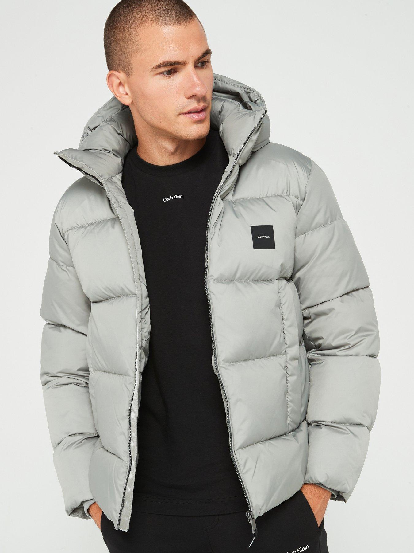 Calvin klein grey puffer coat on sale