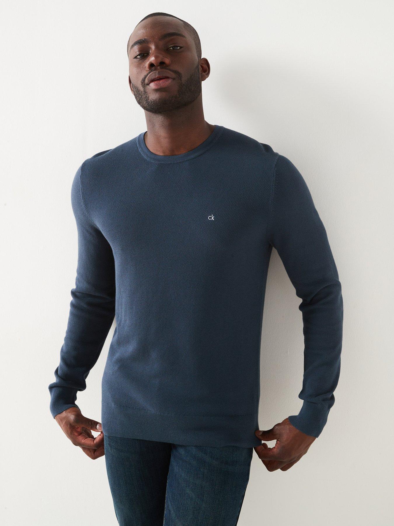 calvin-klein-micro-pique-structure-crew-neck-knitted-jumper--nbspblue