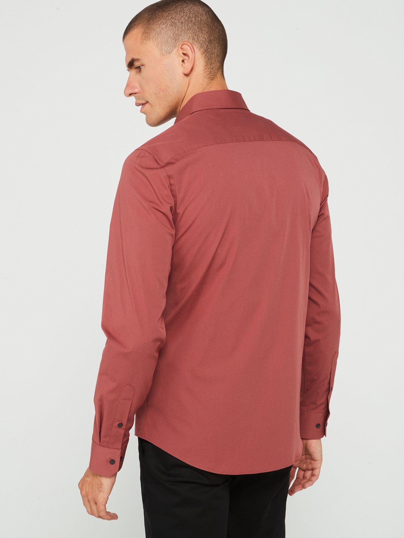 calvin-klein-calvin-klein-poplin-stretch-slim-fit-shirt-dark-orangestillFront