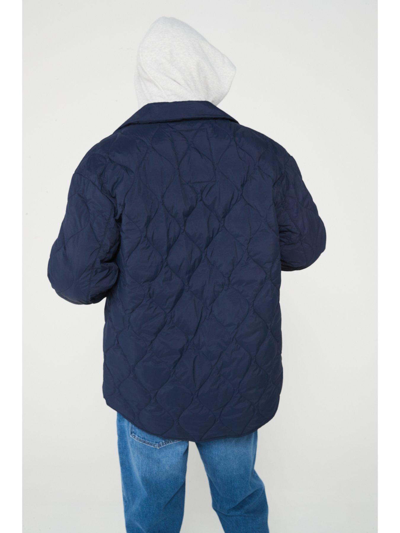 Image 2 of 4 of Tommy Jeans Tommy Jeans Flag Button Thru Quilted Shacket - Navy