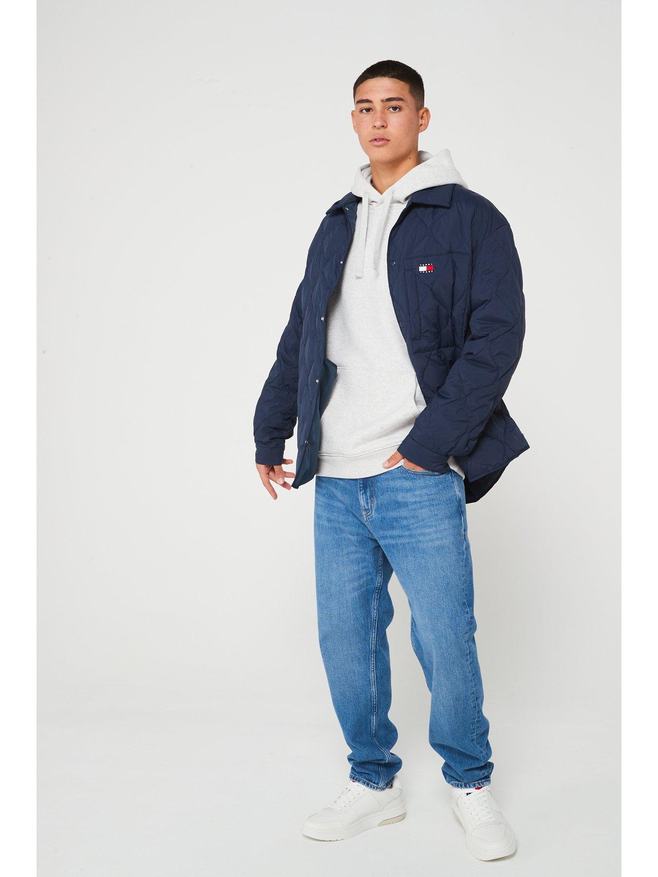 Image 3 of 4 of Tommy Jeans Tommy Jeans Flag Button Thru Quilted Shacket - Navy