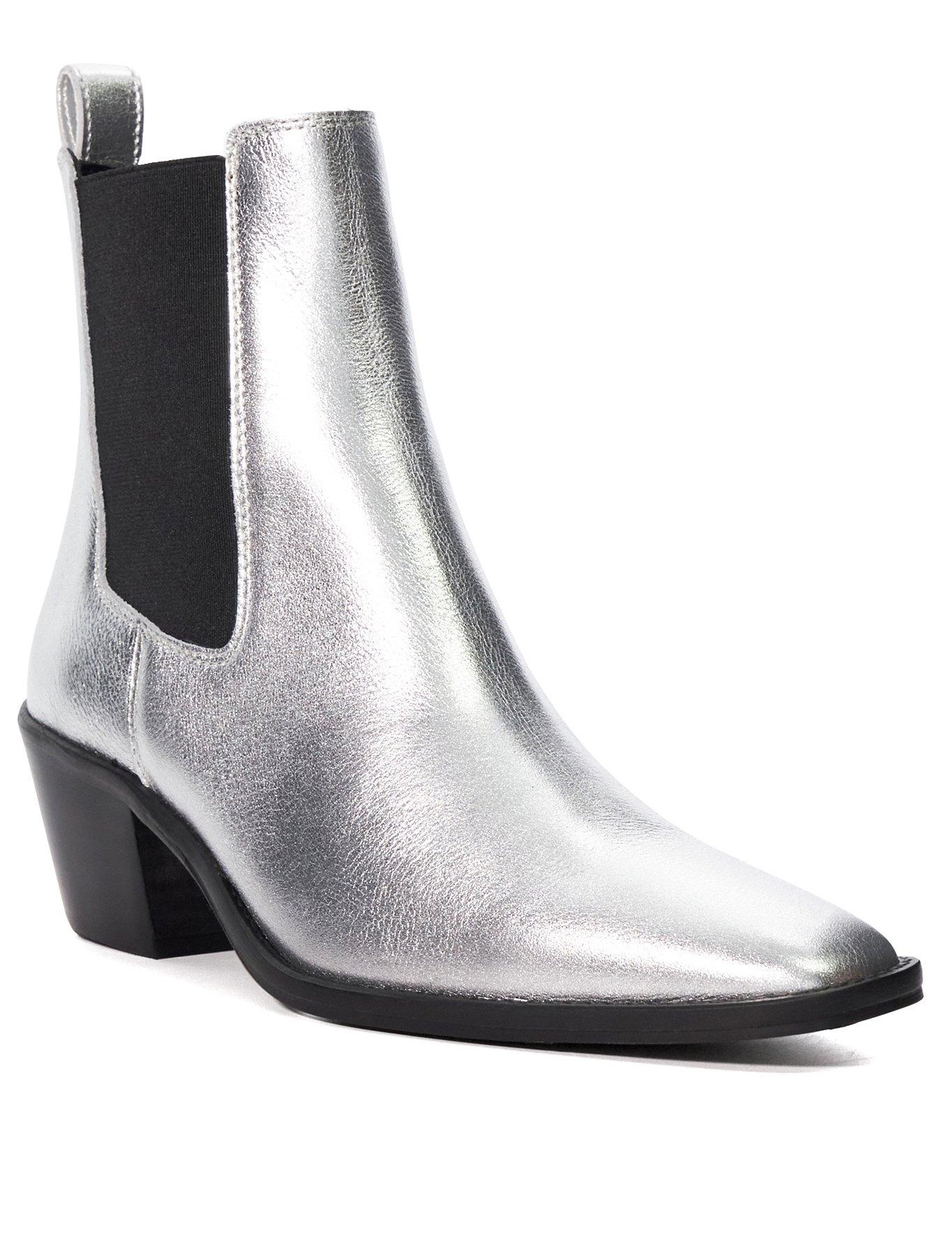 dune-london-pexas-western-ankle-boots-silver-leatherstillFront