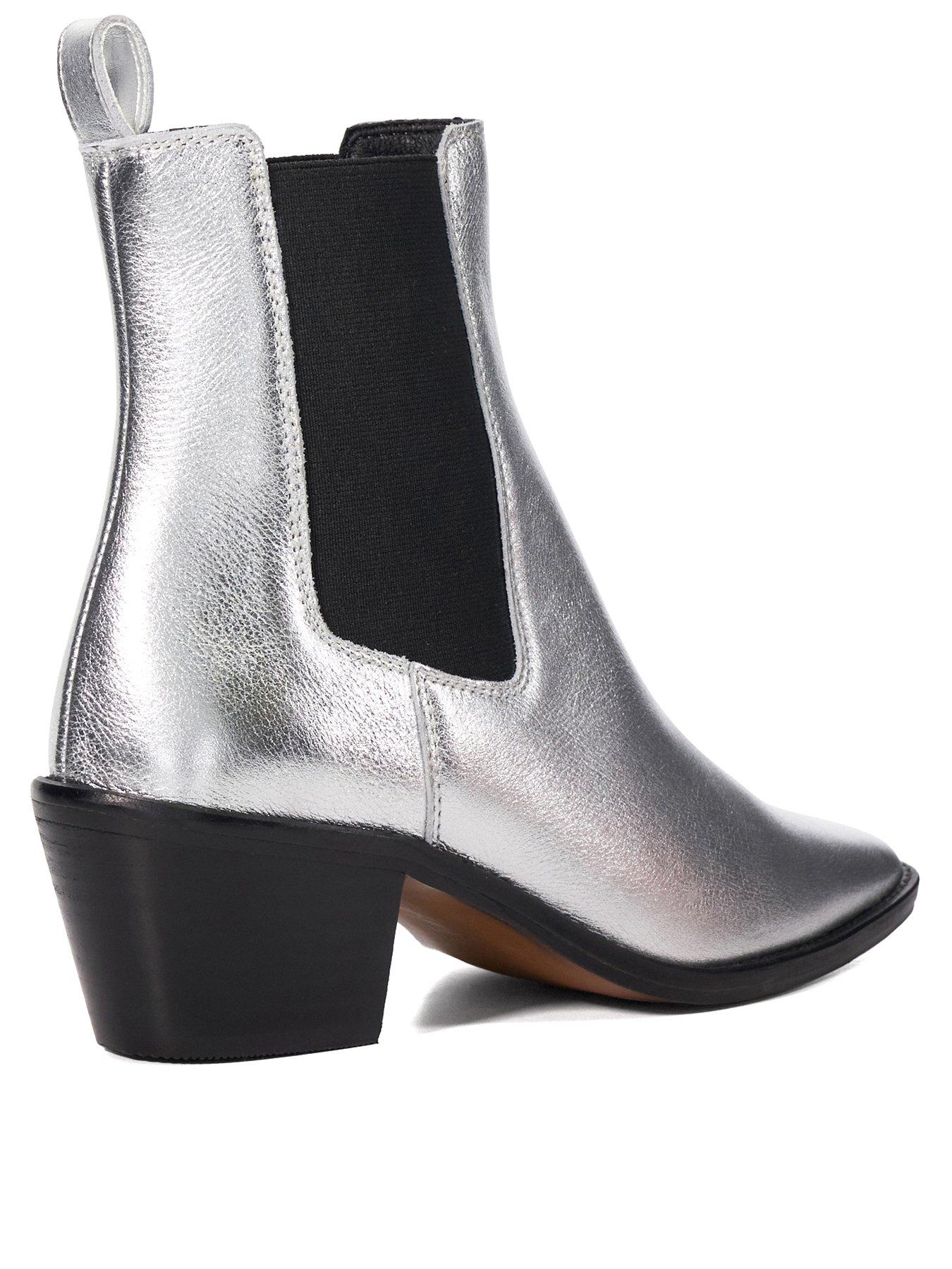 Pexas Western Ankle Boots Silver Leather