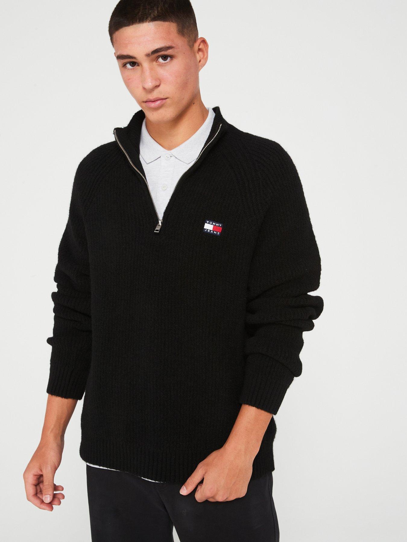 tommy-jeans-tommy-jeans-raglan-flag-logo-regular-fit-14-zip-knitted-jumper-black