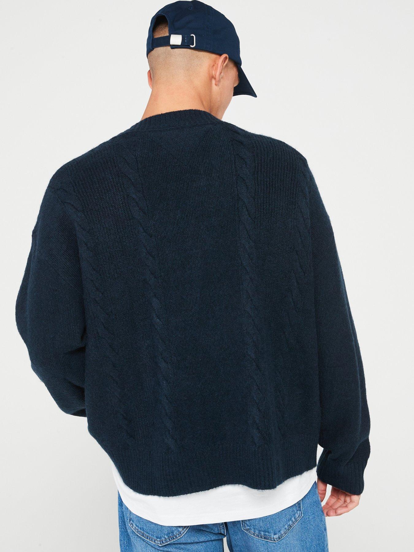 tommy-jeans-tommy-jeans-boxy-xs-flag-log-cable-knitted-cardigan-navystillFront