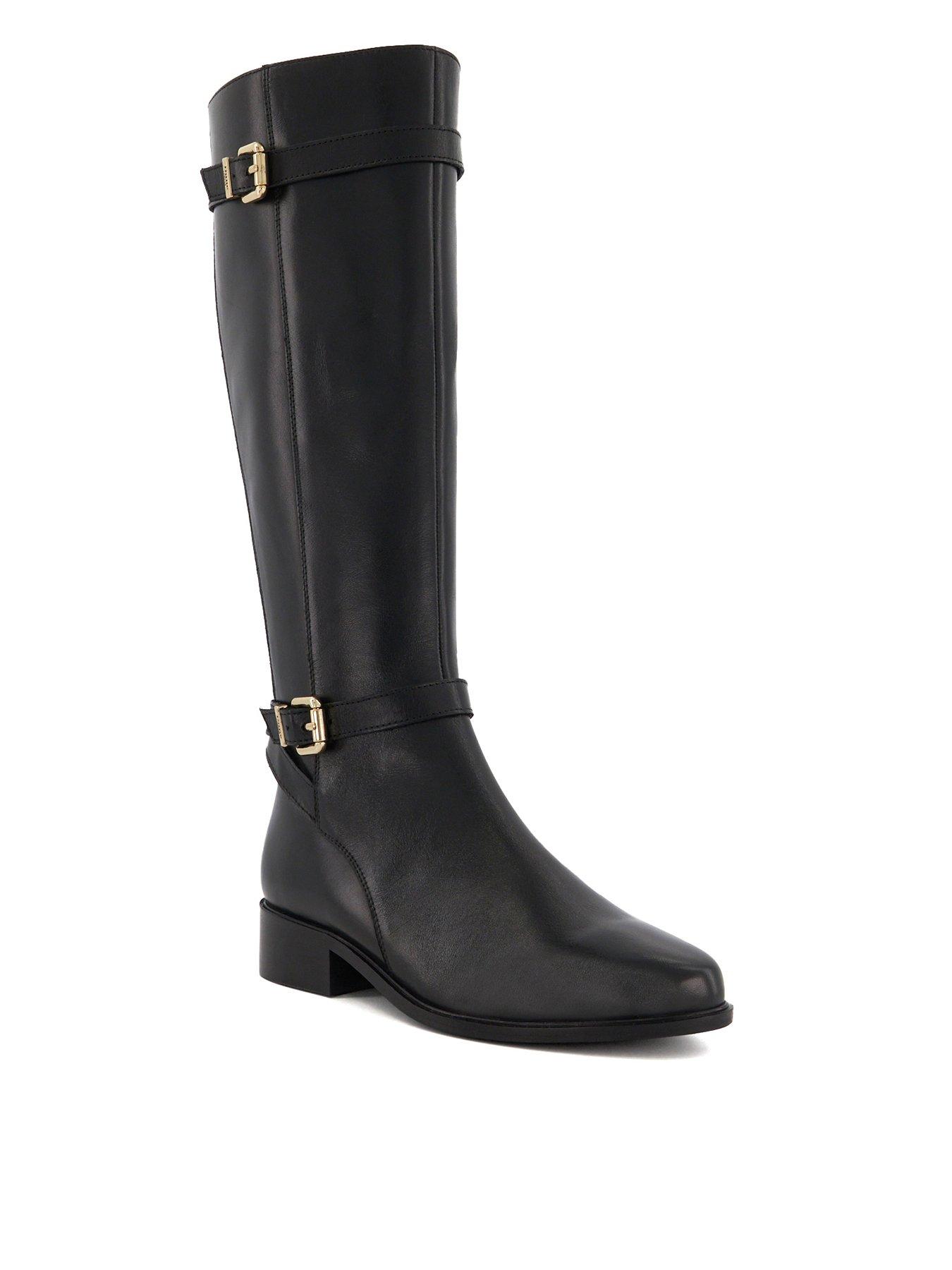 dune-london-tepi-leather-buckle-detail-casual-knee-high-boots-blackstillFront