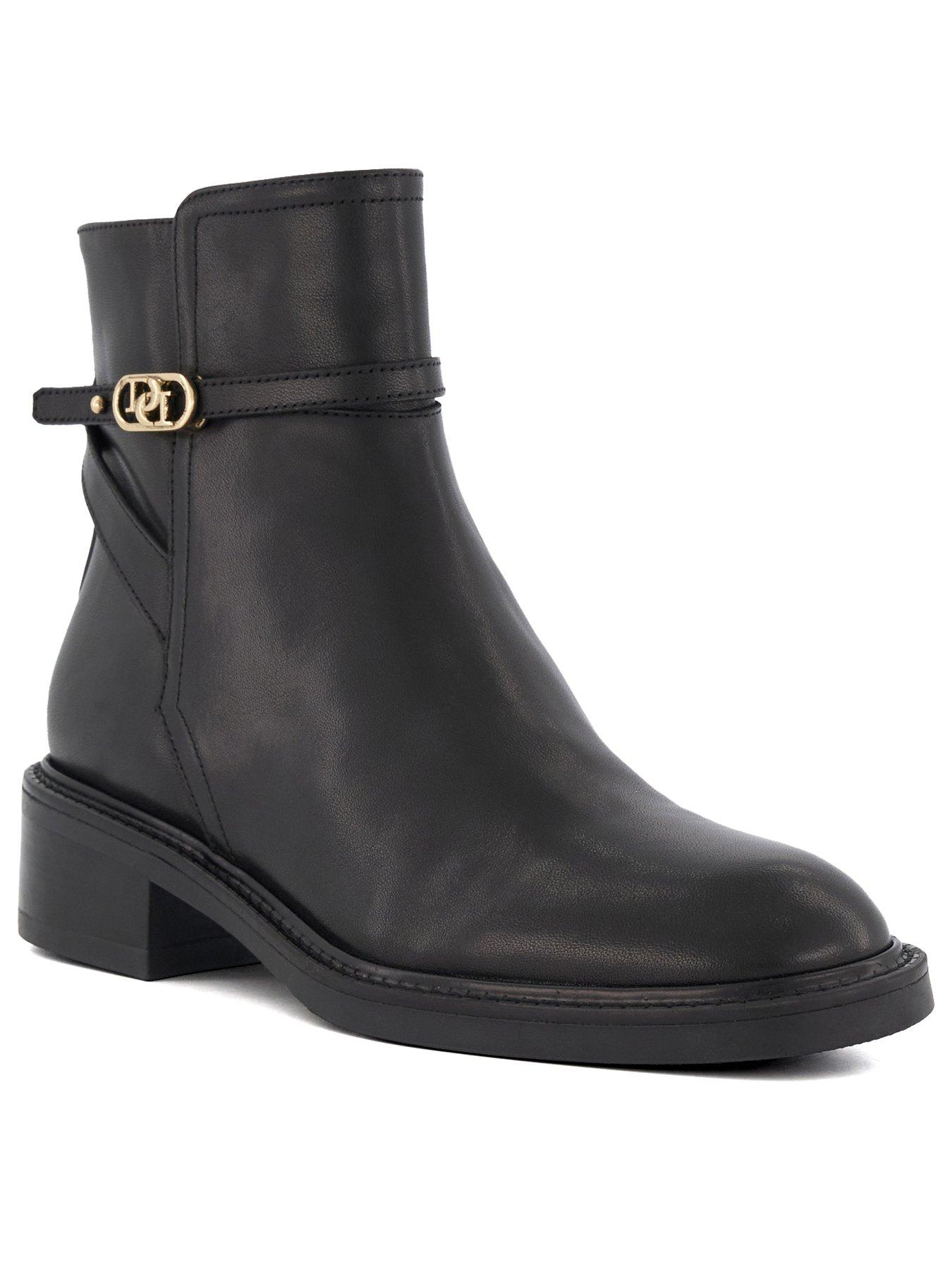 dune-london-praising-branded-buckle-casual-ankle-boots-blackstillFront