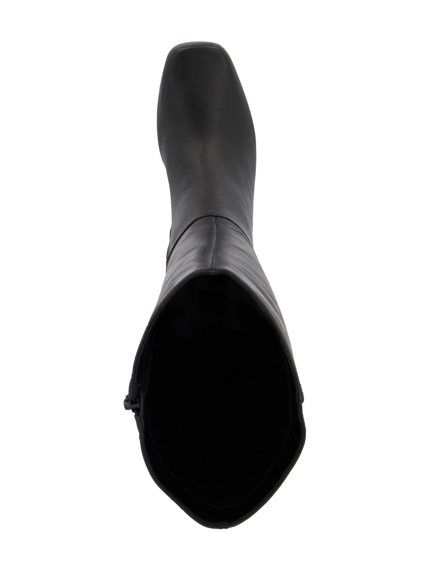 Image 4 of 6 of Dune London Signature Block-heeled Leather Knee-high Boots - Black