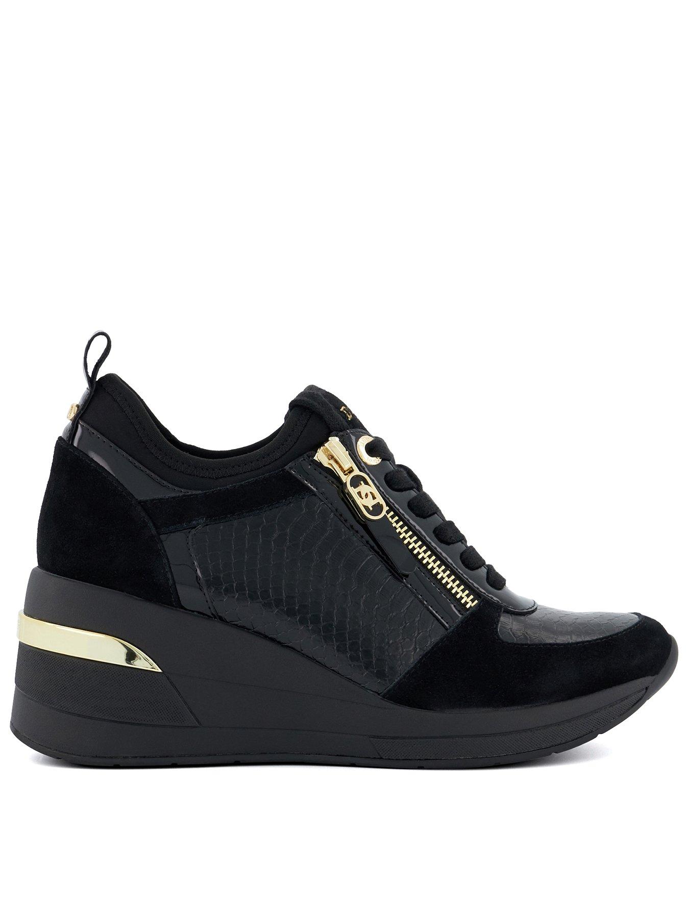 dune-london-eiline-wedge-trainers-black