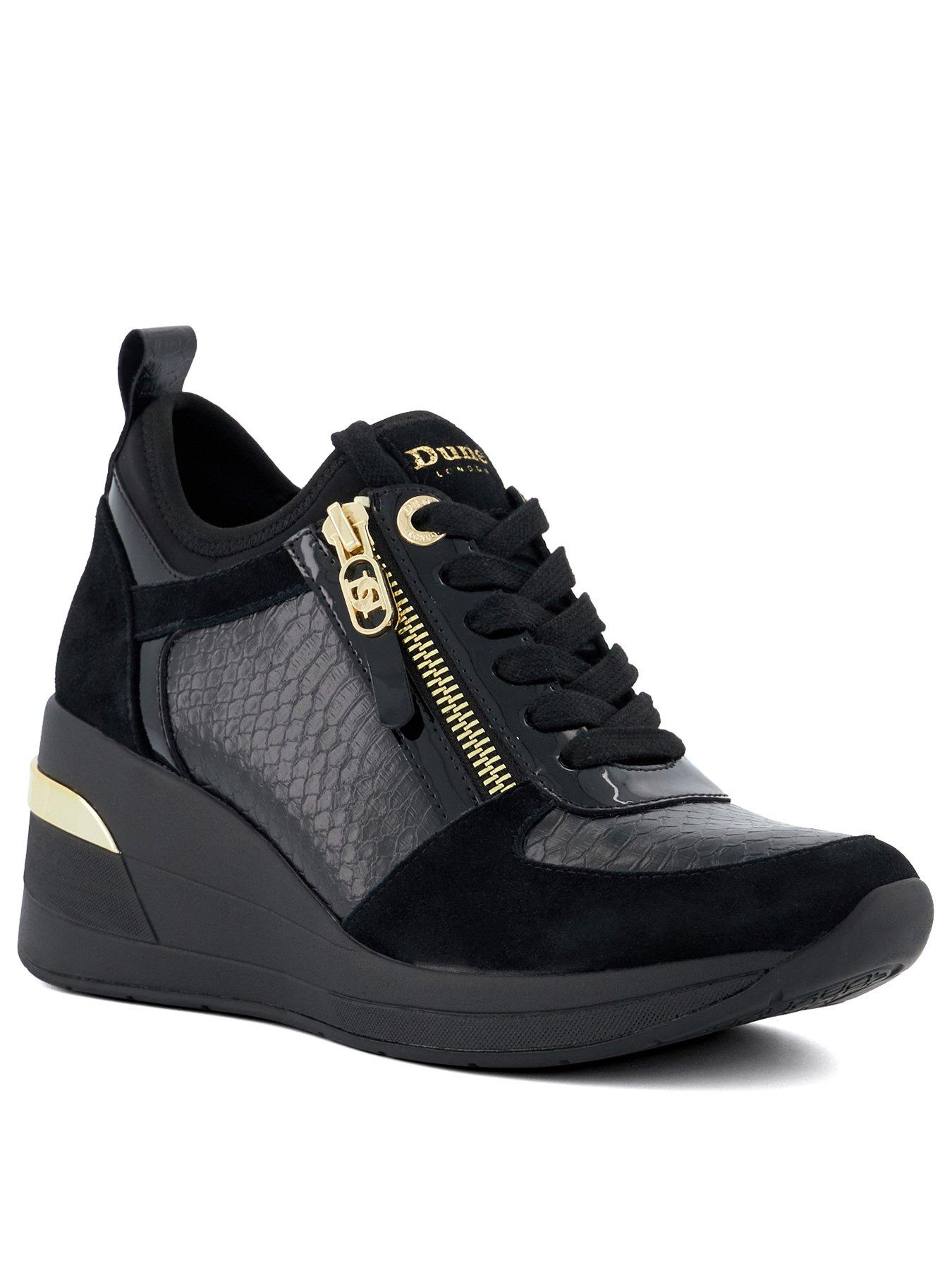 dune-london-eiline-wedge-trainers-blackstillFront