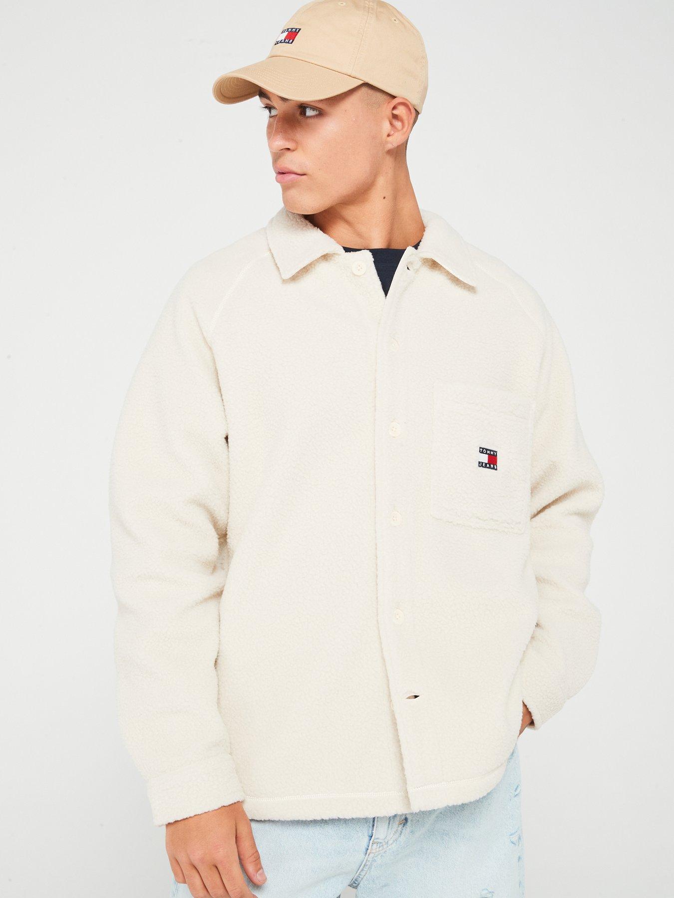 undefined Tommy Jeans Xs Flag Logo Teddy Overshirt - Cream