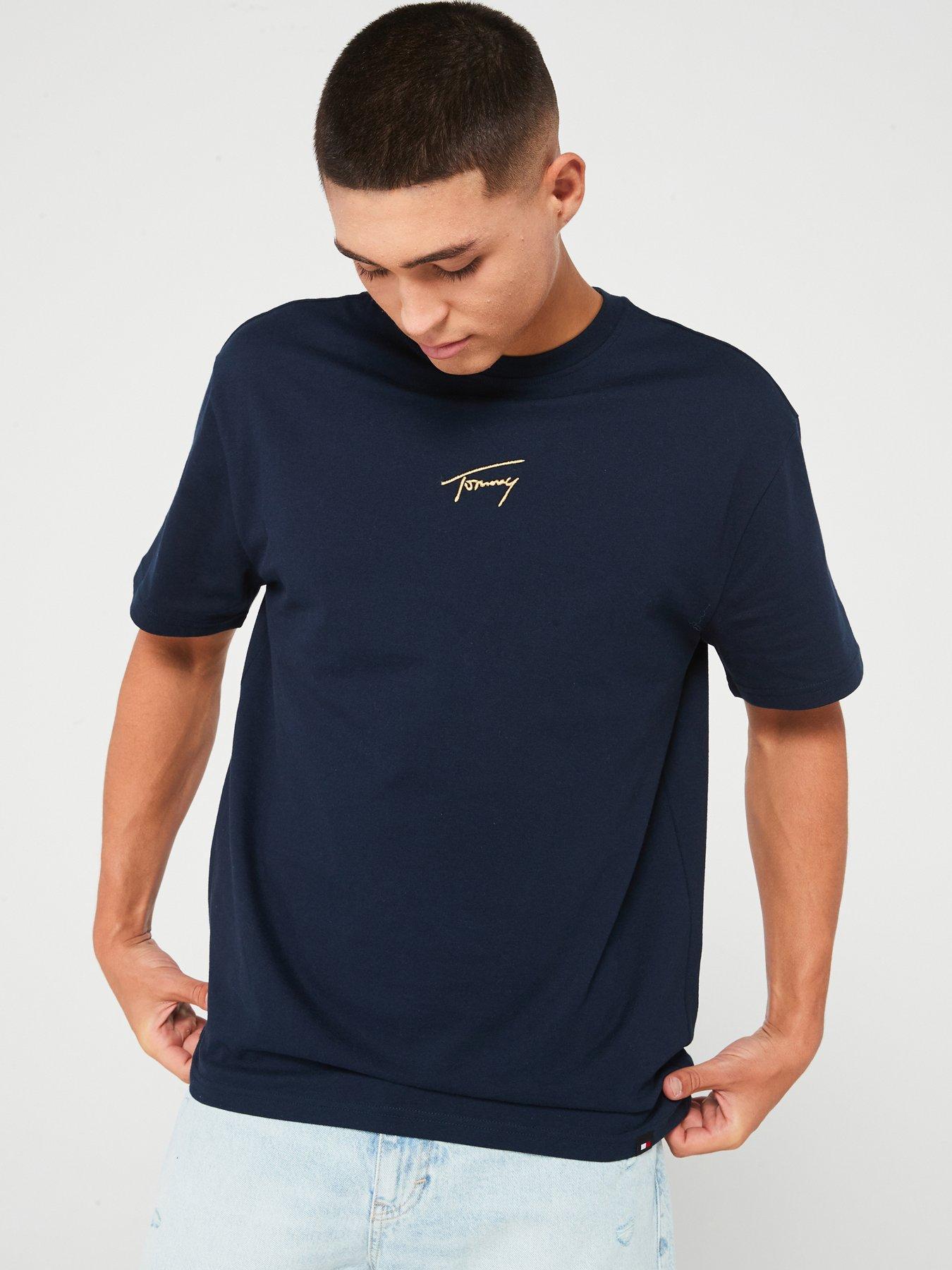 tommy-jeans-tommy-jeans-regular-fit-gold-signature-centre-logo-t-shirt-navy