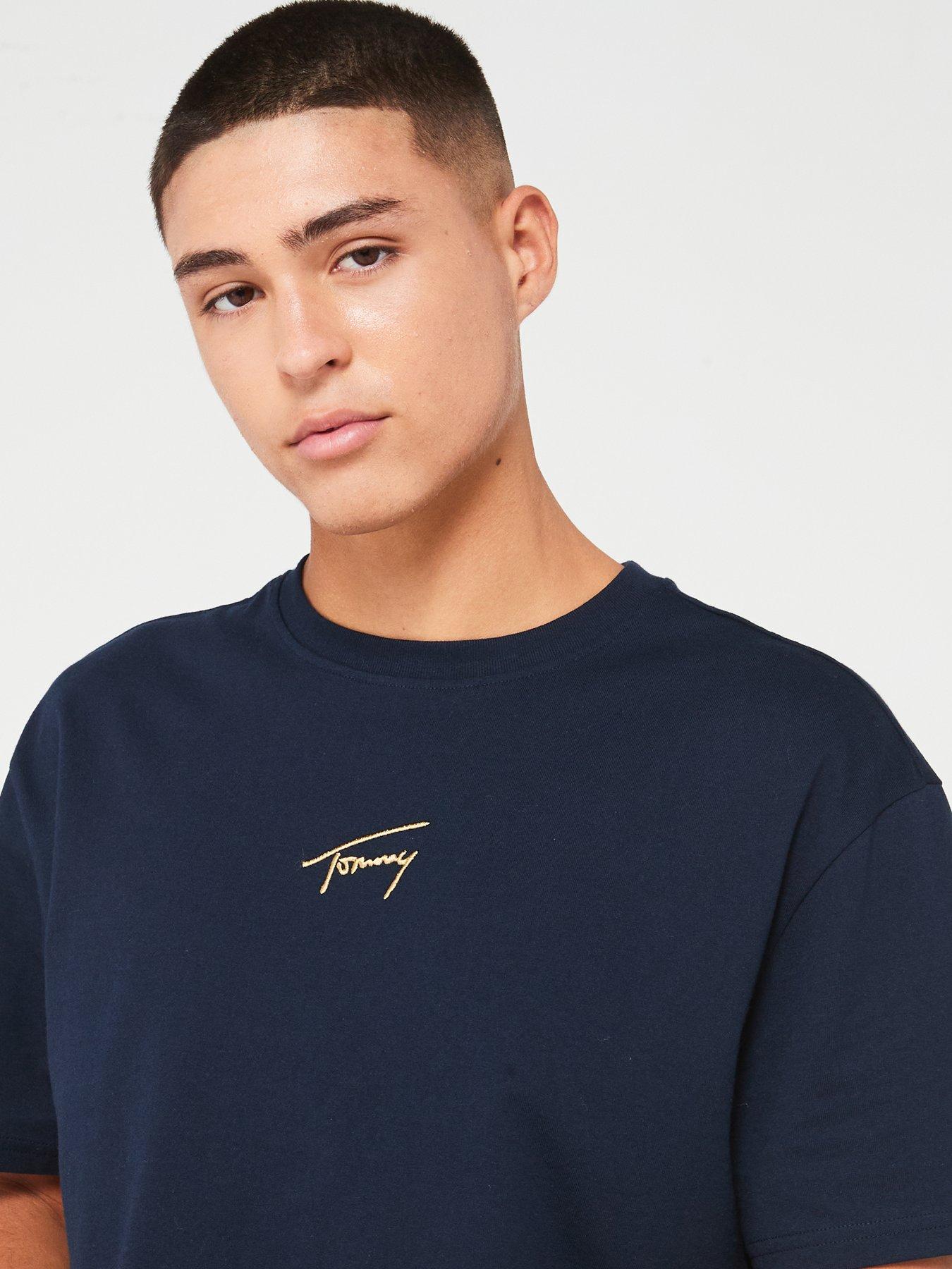 tommy-jeans-tommy-jeans-regular-fit-gold-signature-centre-logo-t-shirt-navydetail