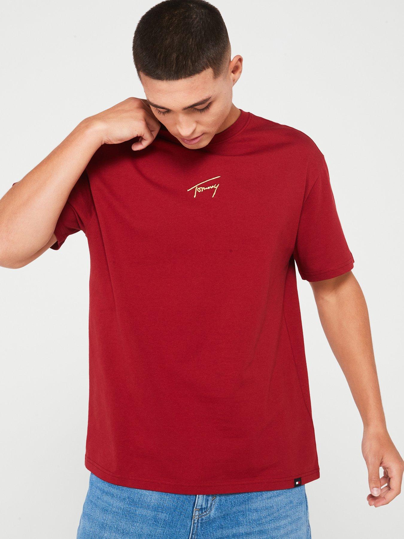 tommy-jeans-tommy-jeans-regular-fit-gold-signature-centre-logo-t-shirt-red