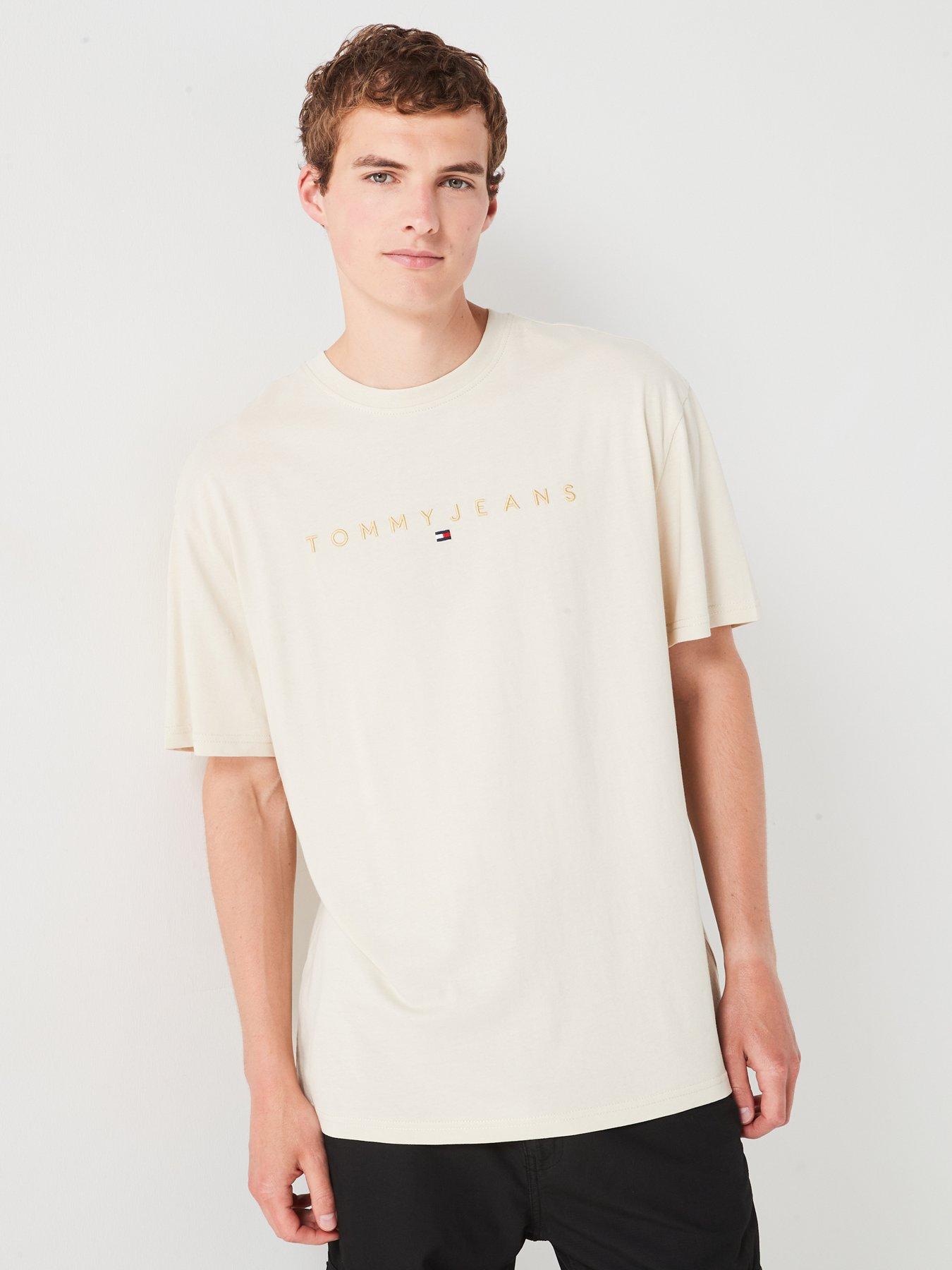 tommy-jeans-tommy-jeans-regular-fit-gold-linear-logo-t-shirt-beige