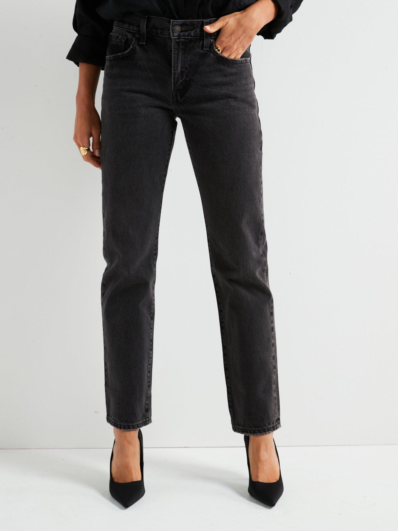 Image 1 of 6 of Levi's Midi Rise Straight Leg Jeans - Black