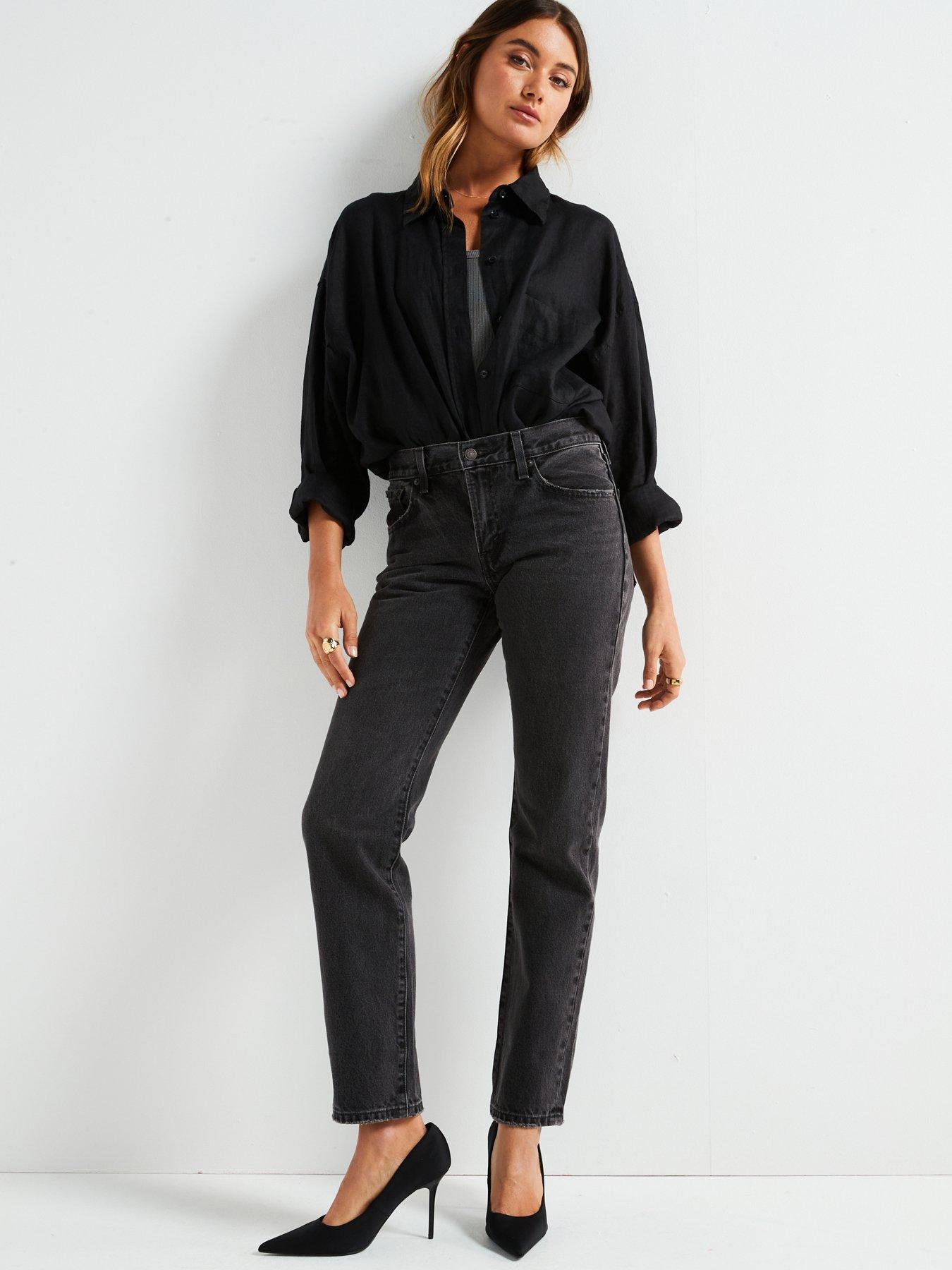 Image 3 of 6 of Levi's Midi Rise Straight Leg Jeans - Black