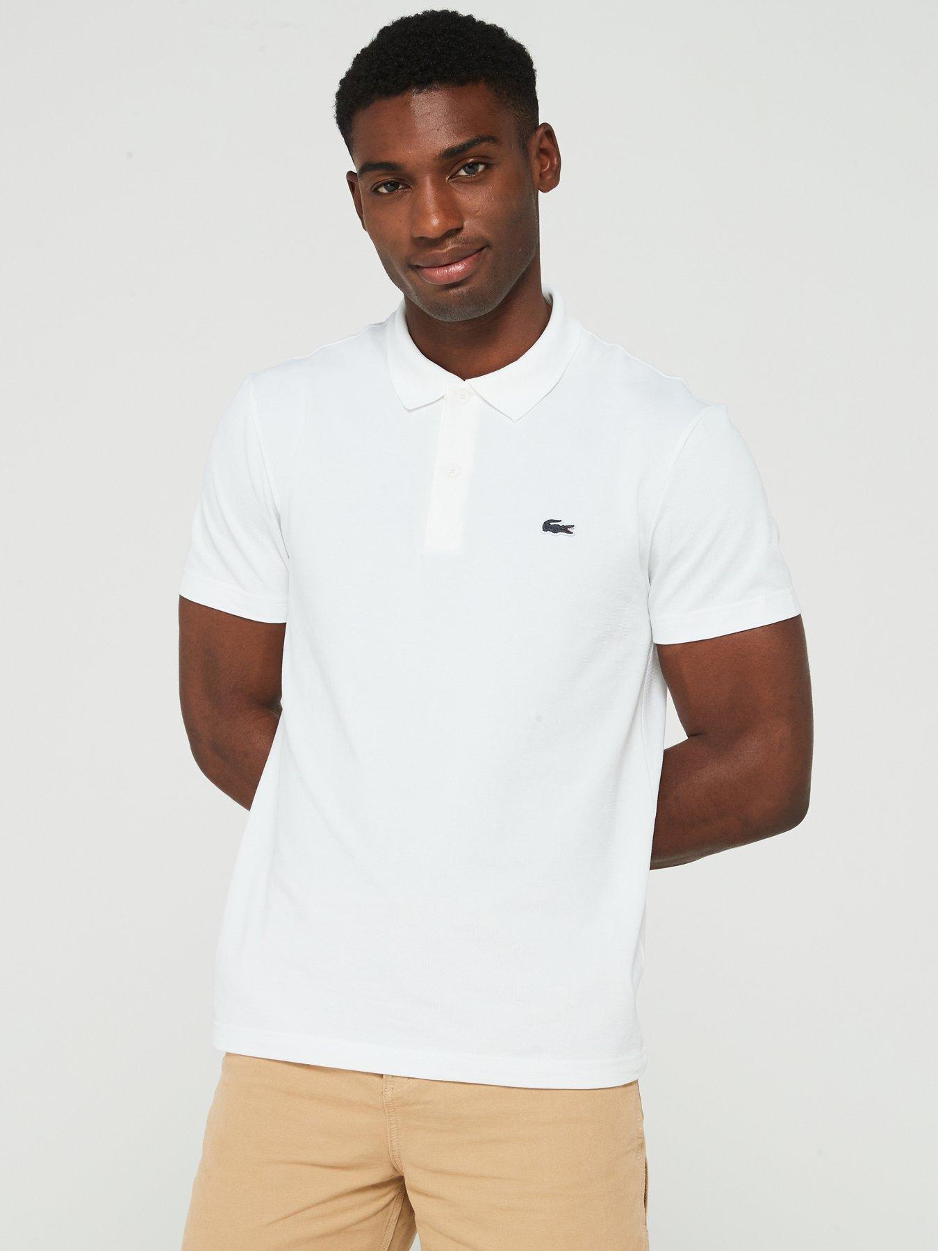 Image 1 of 4 of Lacoste Regular Fit Cotton Ottoman Polo Shirt - White