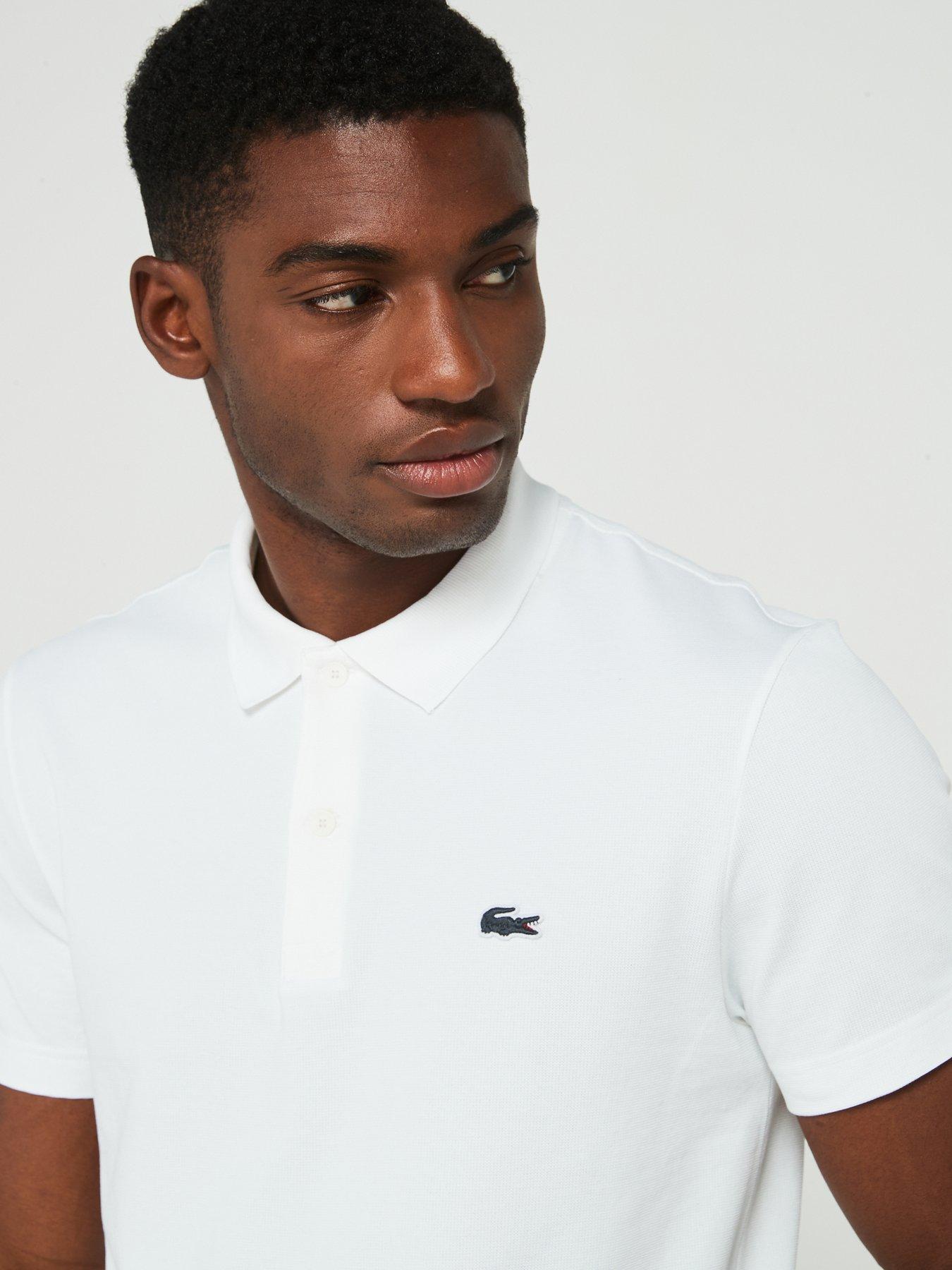 Image 4 of 4 of Lacoste Regular Fit Cotton Ottoman Polo Shirt - White