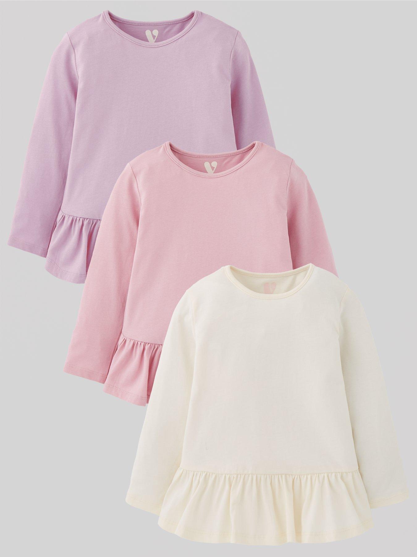 Image 1 of 5 of Everyday Girls 3 Pack Peplum Long Sleeve T-Shirts - Multi