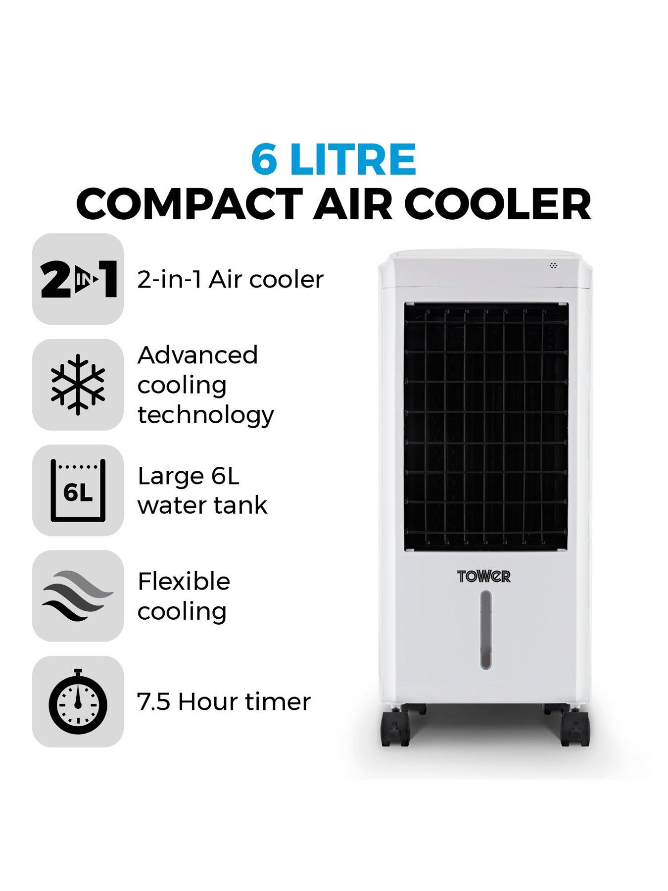 Image 2 of 6 of Tower T669003 6L Air Cooler, 3 Fan Settings, 2 Airflow Modes, 7.5 Hour Timer, Remote Control, 65W, White