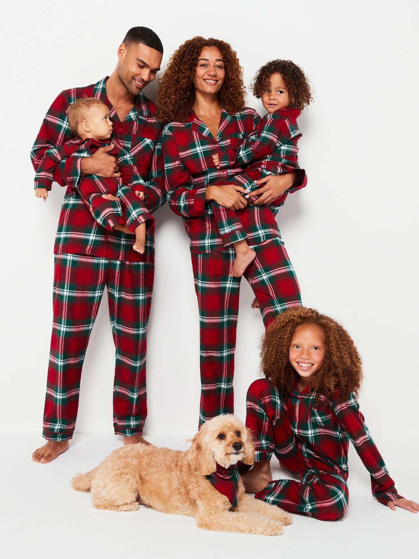 v-by-very-womens-family-christmas-pj-woven-check-revere-set-red