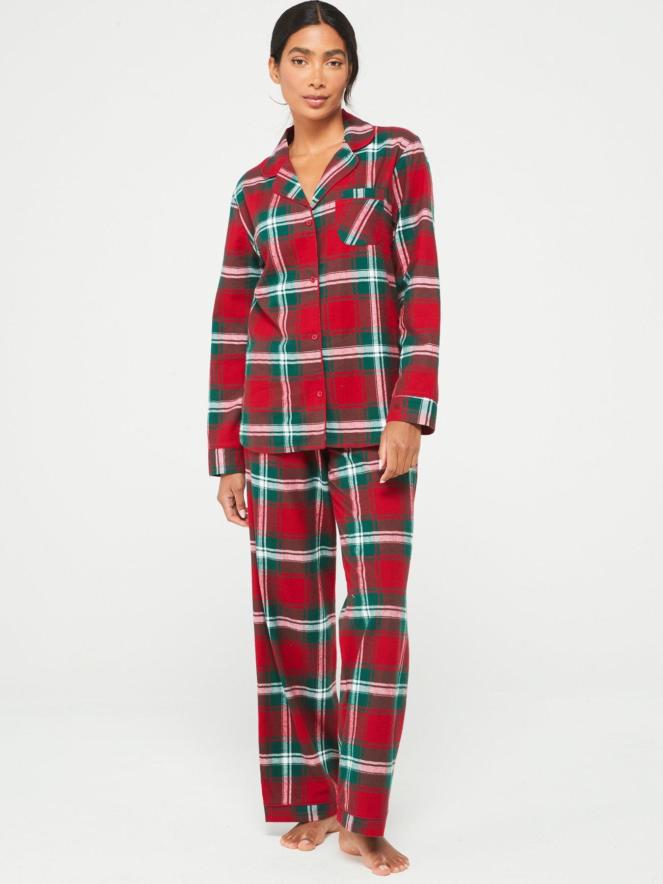 v-by-very-womens-family-christmas-pj-woven-check-revere-set-redstillFront