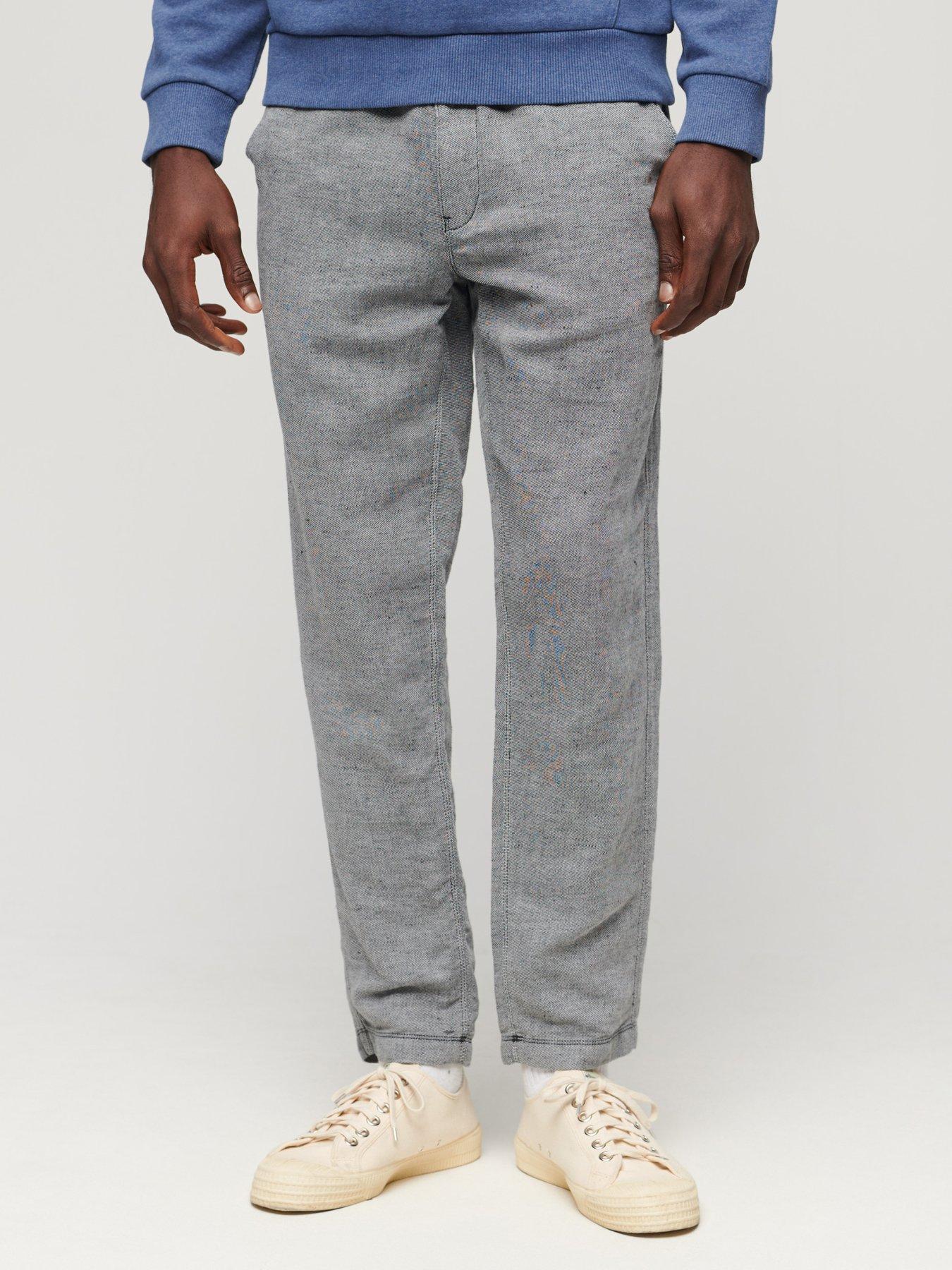 undefined Superdry Drawstring Linen Trousers - Grey