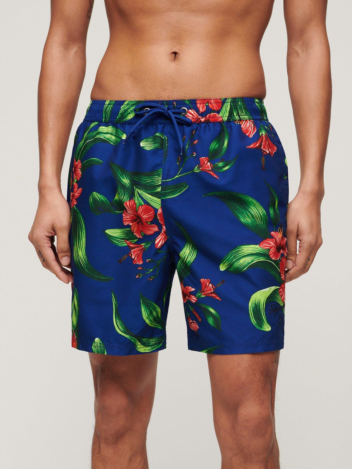 undefined Superdry Hawaiian Print 17" Swim Shorts - Blue