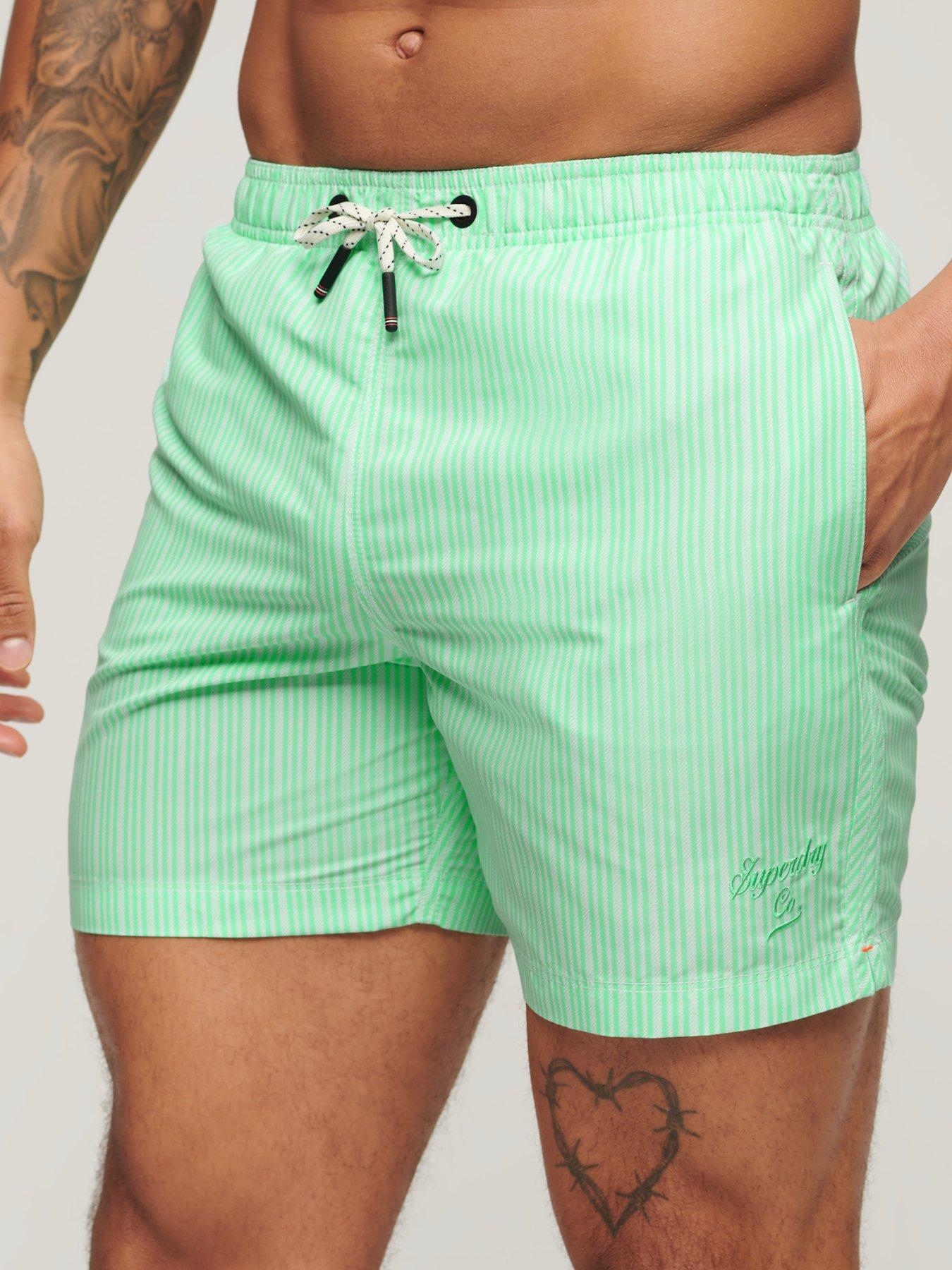 Superdry Superdry Printed 15" Stripe Swim Shorts - Light Green