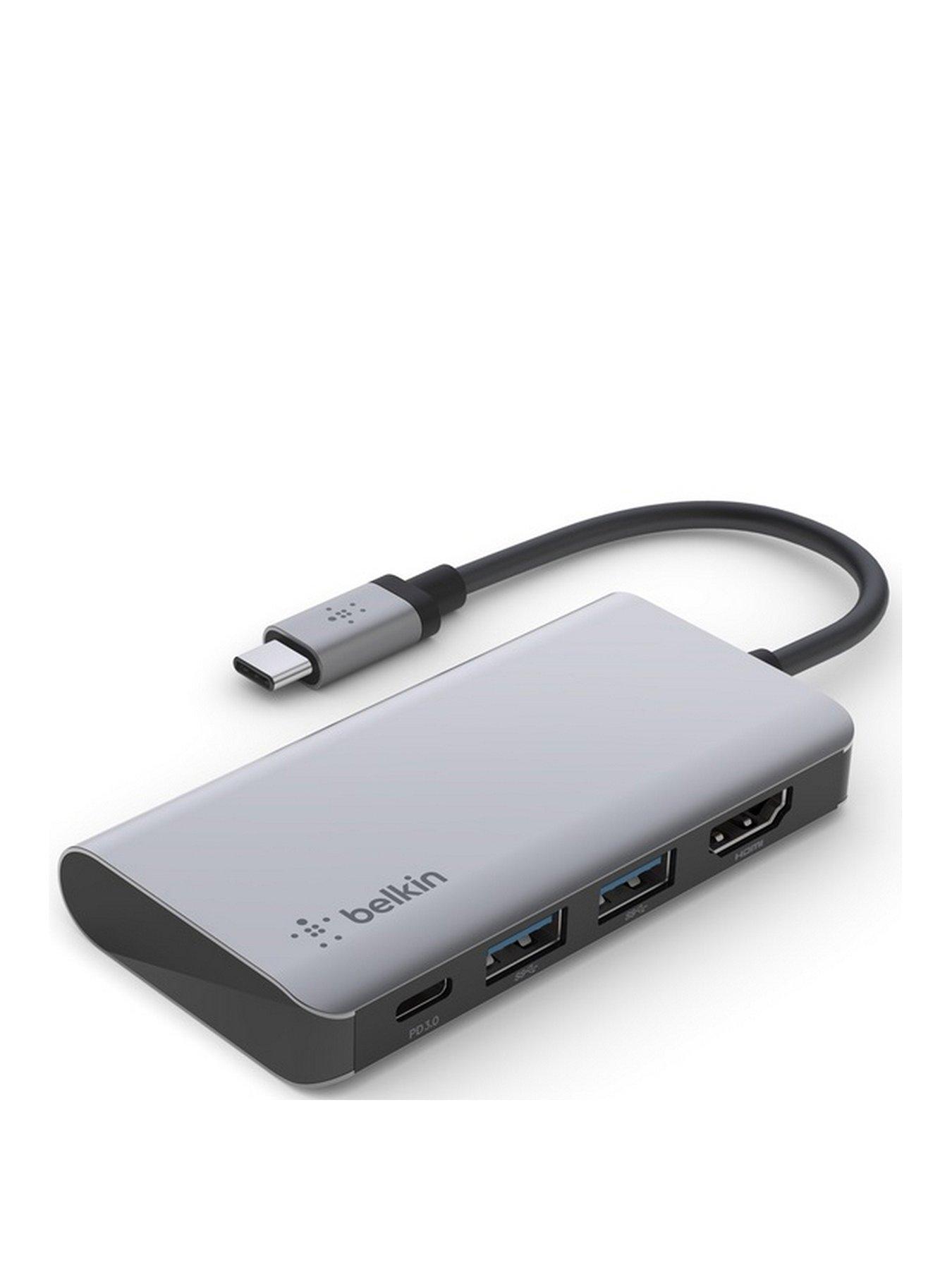 Image 2 of 5 of Belkin USB-C 4-In-1 Multiport Adapter -&nbsp;HDMI, USB, with 100W Power Pass Through - Aluminium