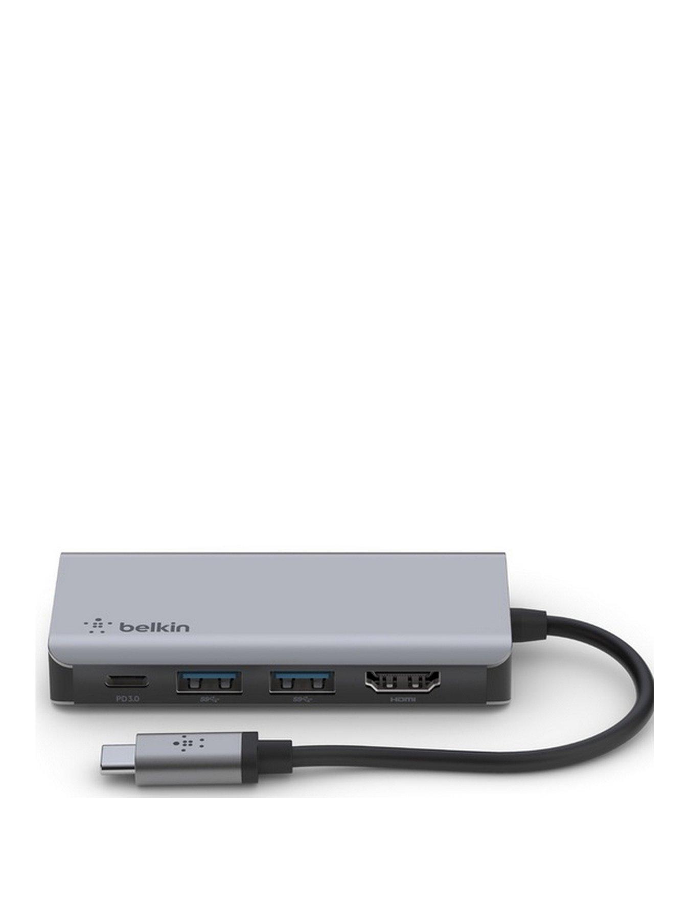 Image 3 of 5 of Belkin USB-C 4-In-1 Multiport Adapter -&nbsp;HDMI, USB, with 100W Power Pass Through - Aluminium