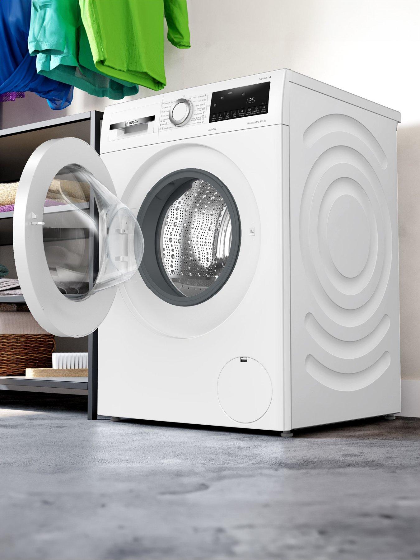 bosch-series-4-wna134u8gb-8kg-washnbsp5kg-dry-1400rpm-spinnbspwasher-dryer-large-led-display-speedperfect-eco-silence-drive-wash-and-dry-60-mins-iron-assist-reload-whitestillFront