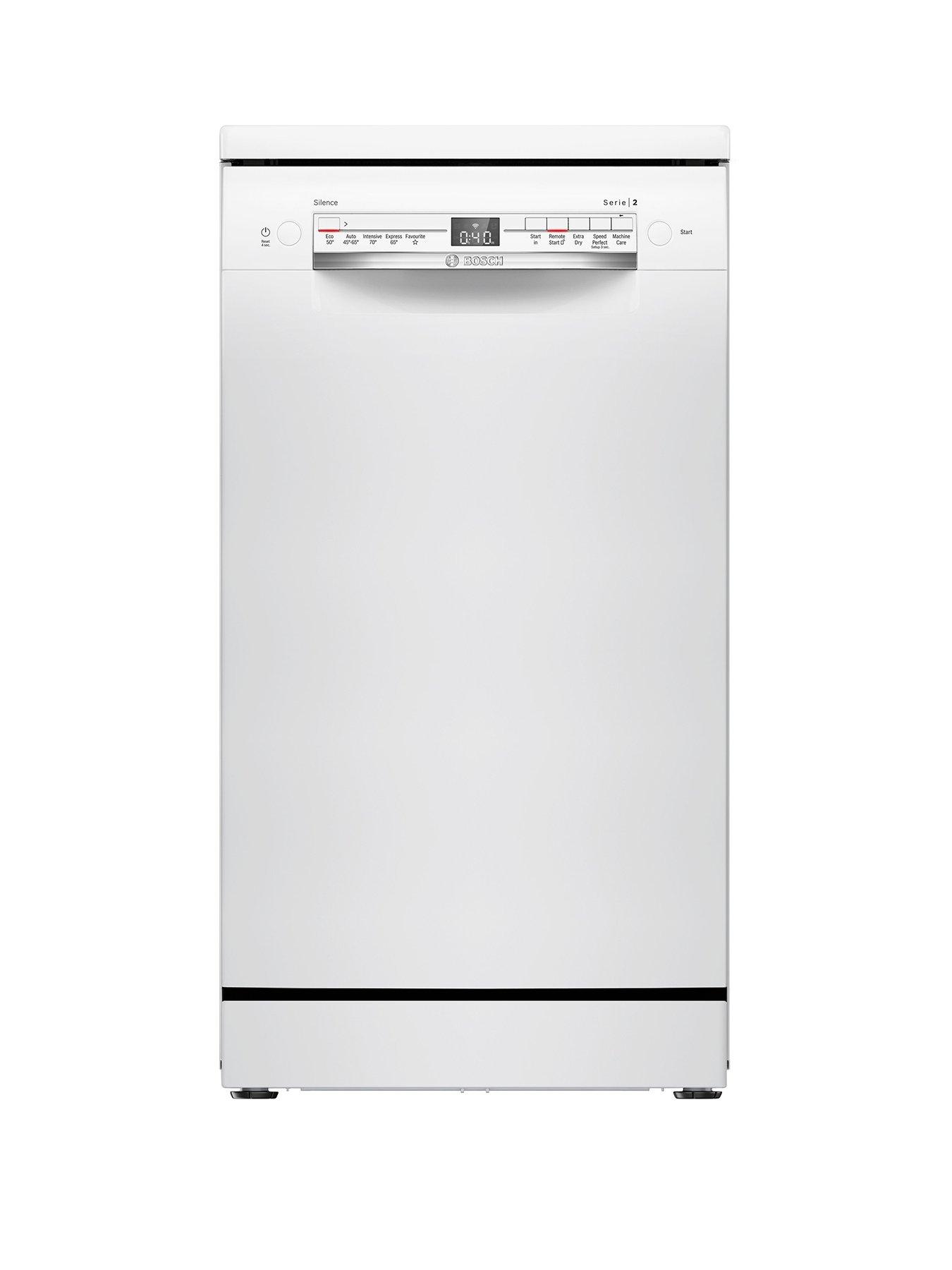 Image of Bosch Series 2 SPS2IKW01G Slimline, 9-Place Settings Freestanding Dishwasher - 5 programmes, Vario baskets, 4 options, 48dB, 9.5L - White