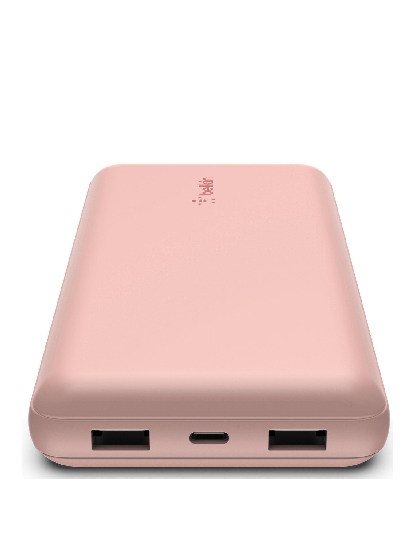 undefined BoostCharge 20,000mAh Powerbank - 3 Port, 15W Output, Fast Charging - Rose Gold