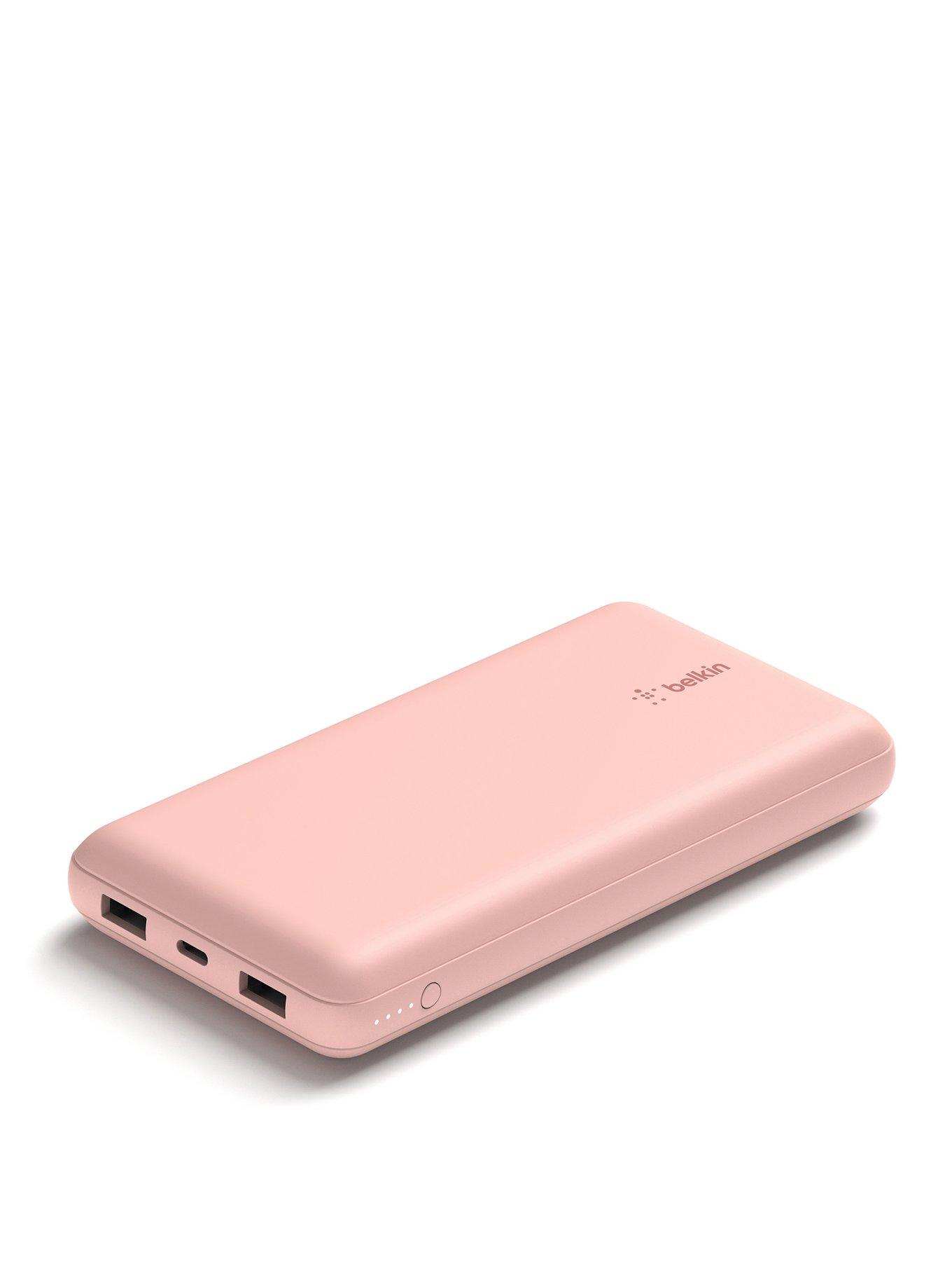 Image 1 of 5 of Belkin BoostCharge&nbsp;20,000mAh Powerbank - 3 Port, 15W Output, Fast Charging - Rose Gold