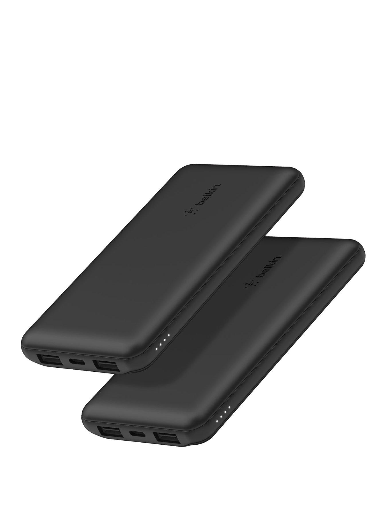undefined 10,000mAh Powerbank Twin Pack - 3 Port, 15W Output, Fast Charging, Black
