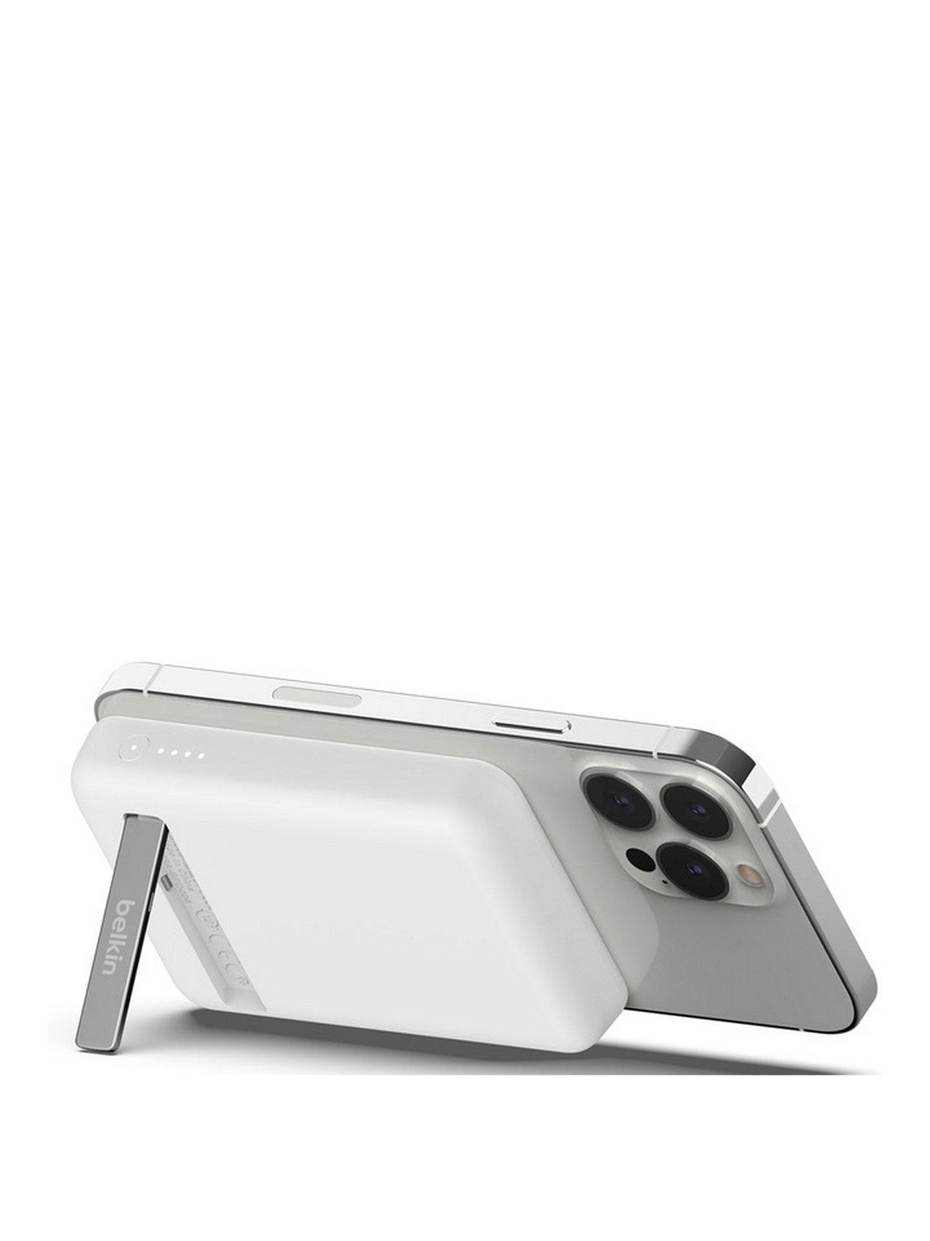 Image 3 of 7 of Belkin 5,000mAh MagSafe Compatible Powerbank with Kick Stand - iPhone 15/14/13/12 Series Compatible, White