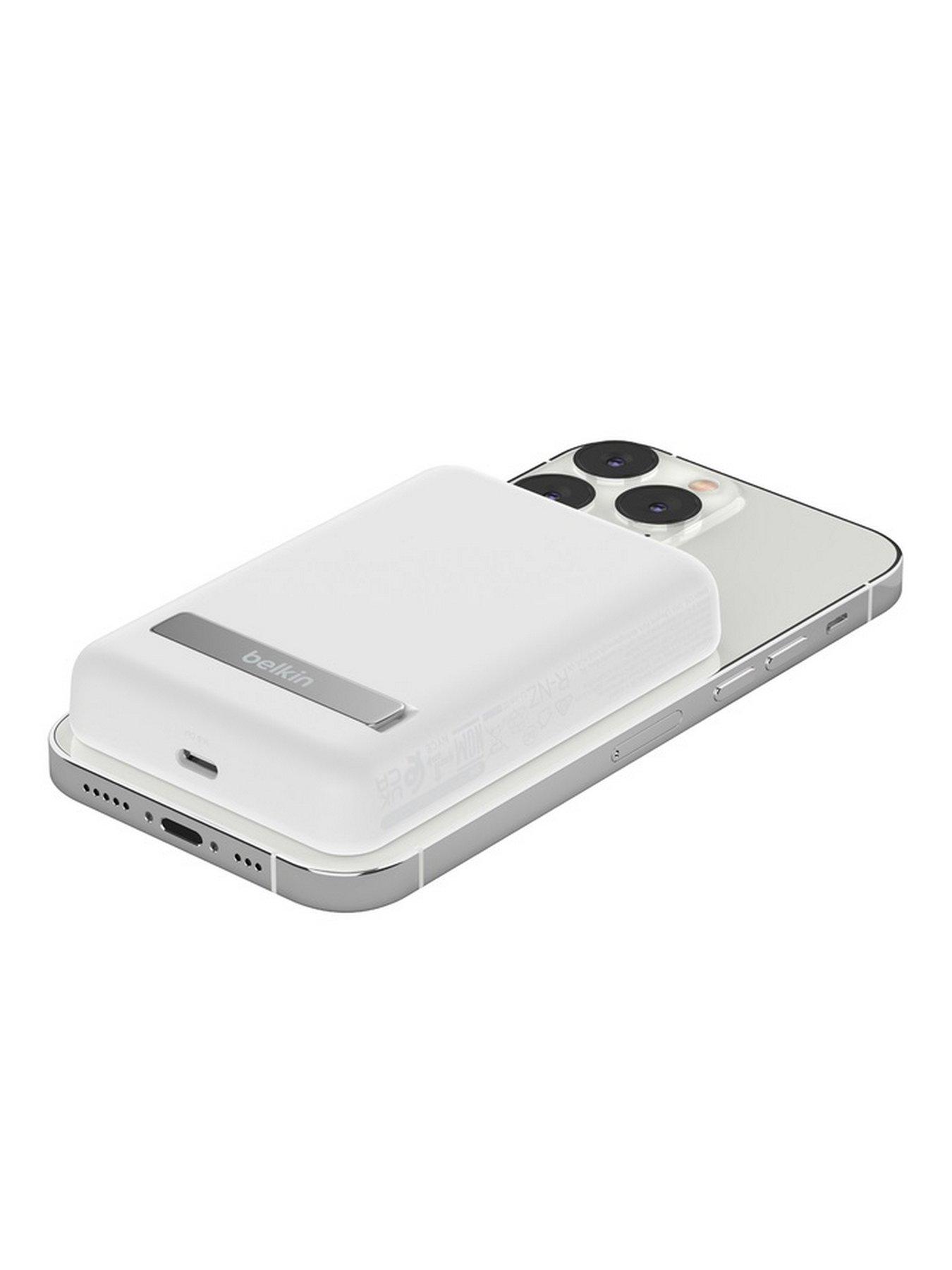 Image 5 of 7 of Belkin 5,000mAh MagSafe Compatible Powerbank with Kick Stand - iPhone 15/14/13/12 Series Compatible, White