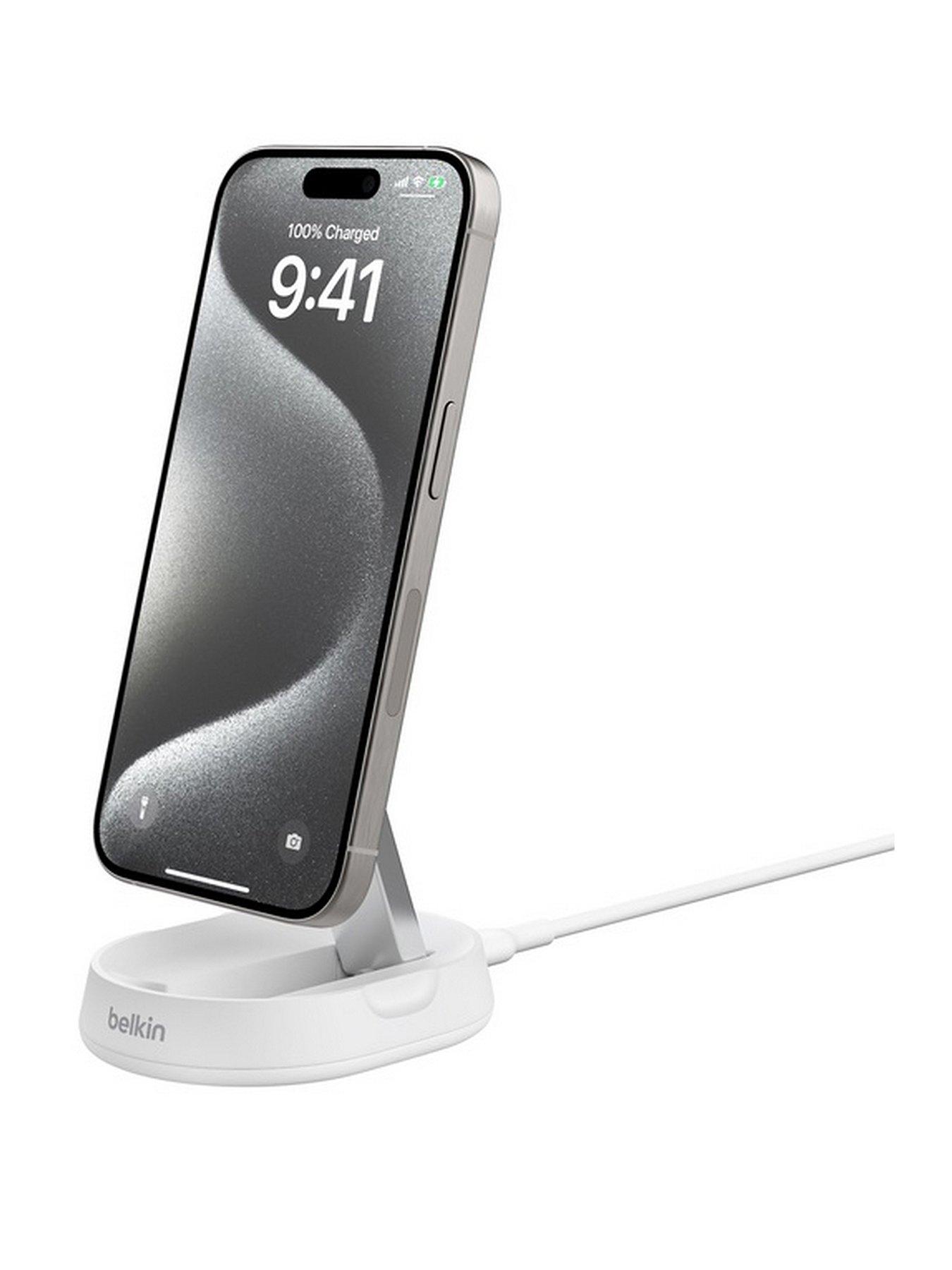 Image 1 of 7 of Belkin BoostCharge Pro&nbsp;MagSafe Compatible 15W Qi2 Folding Wireless Charging Pad &amp; Stand - White