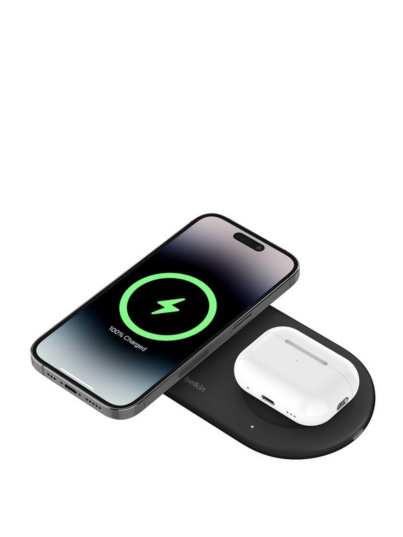 Image 1 of 5 of Belkin 2-in-1 MagSafe Compatible Wireless Charging Pad - Qi2 15W, USB-C, Black