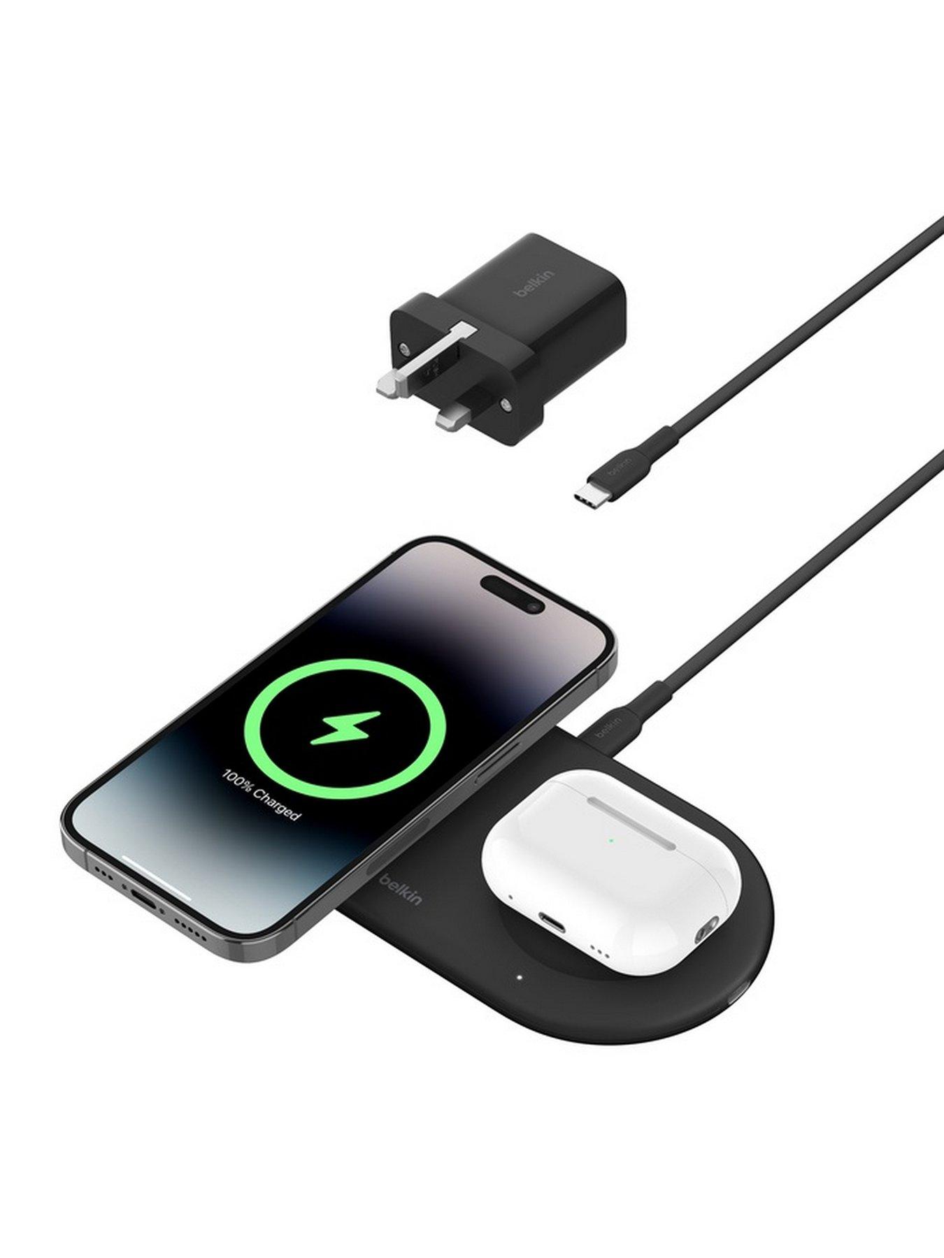 Image 5 of 5 of Belkin 2-in-1 MagSafe Compatible Wireless Charging Pad - Qi2 15W, USB-C, Black